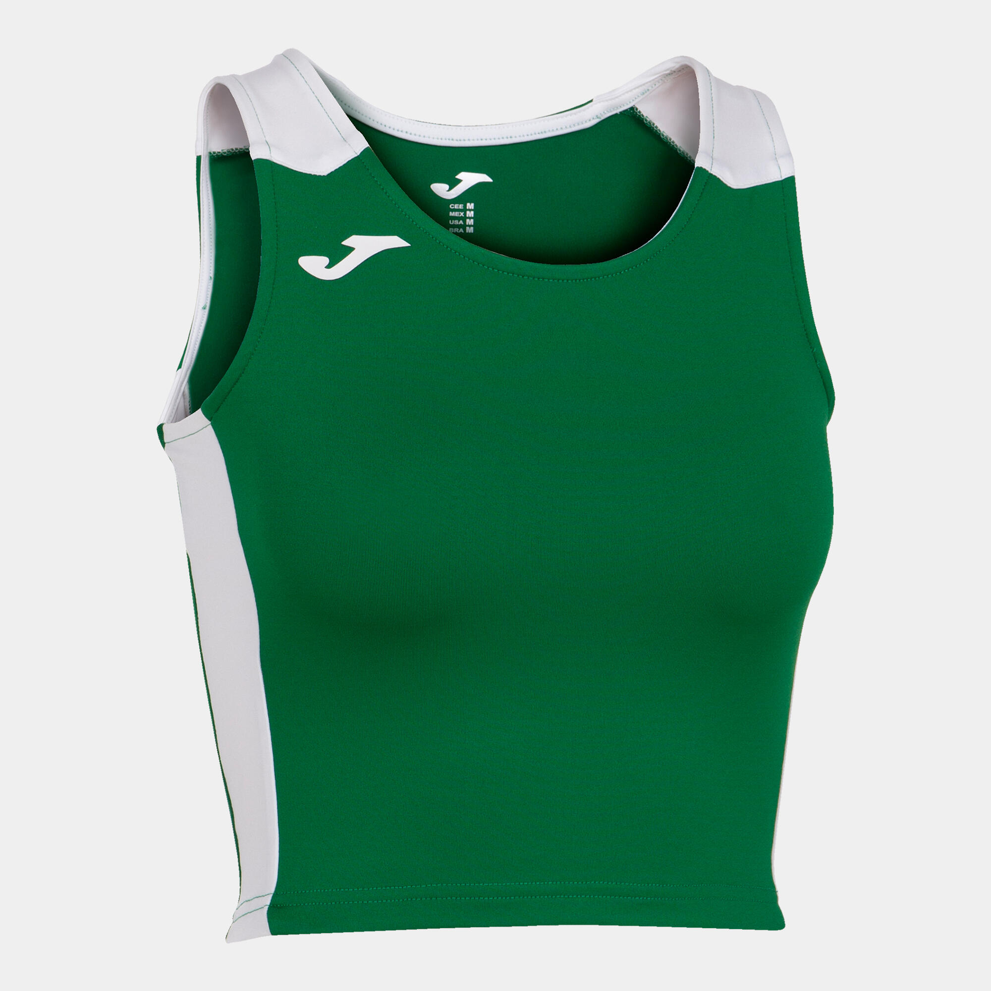 Joma - Top Running Femme Joma Record Ii Vert - T-shirt Crop Top - Blanc|vert - 36 Xs - Decathlon