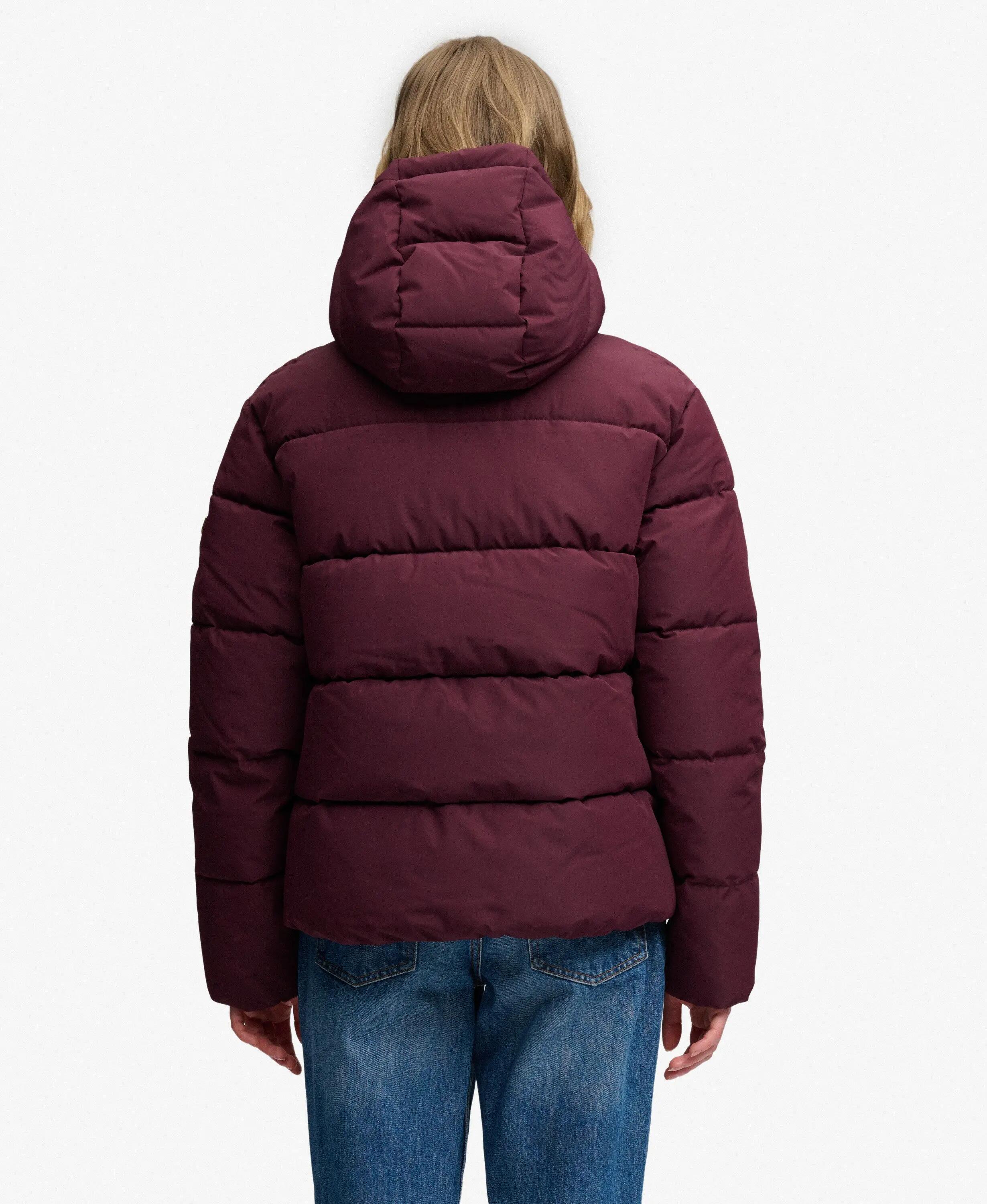 superdry Premium Kapuzen-Pufferjacke, wattiert und warm – Fig Purple 5/7