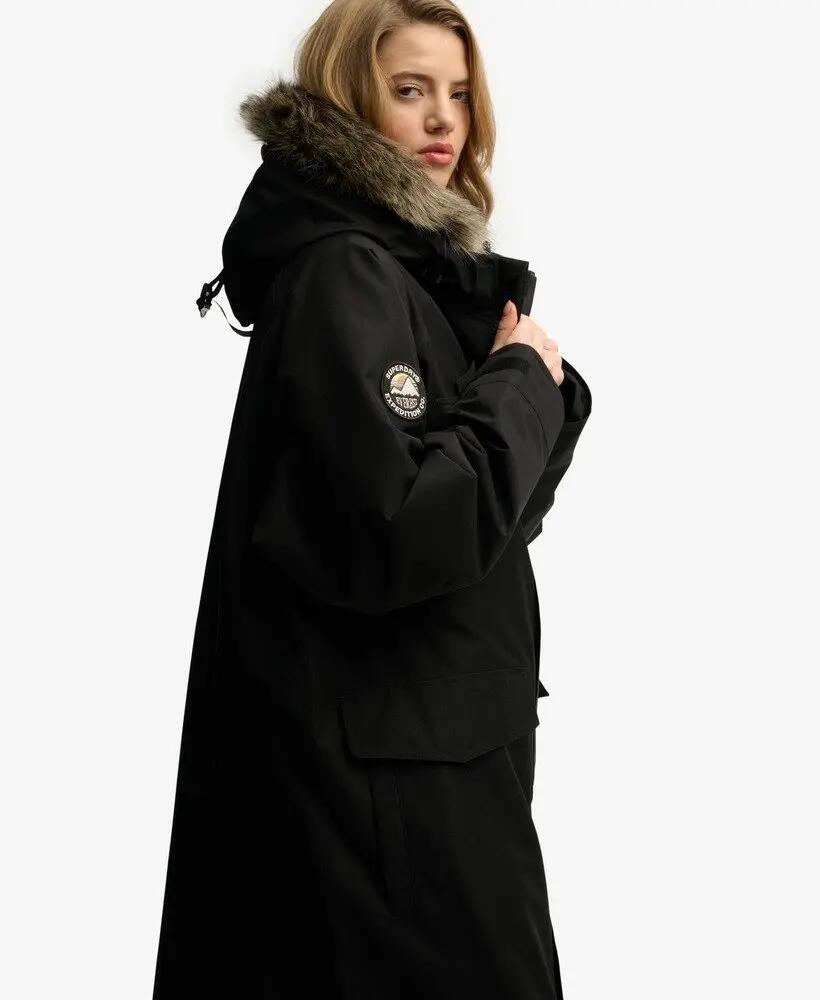 superdry Casaco Waterproof Everest com pêlo falso – Corte boxy – JET BLACK 2/6