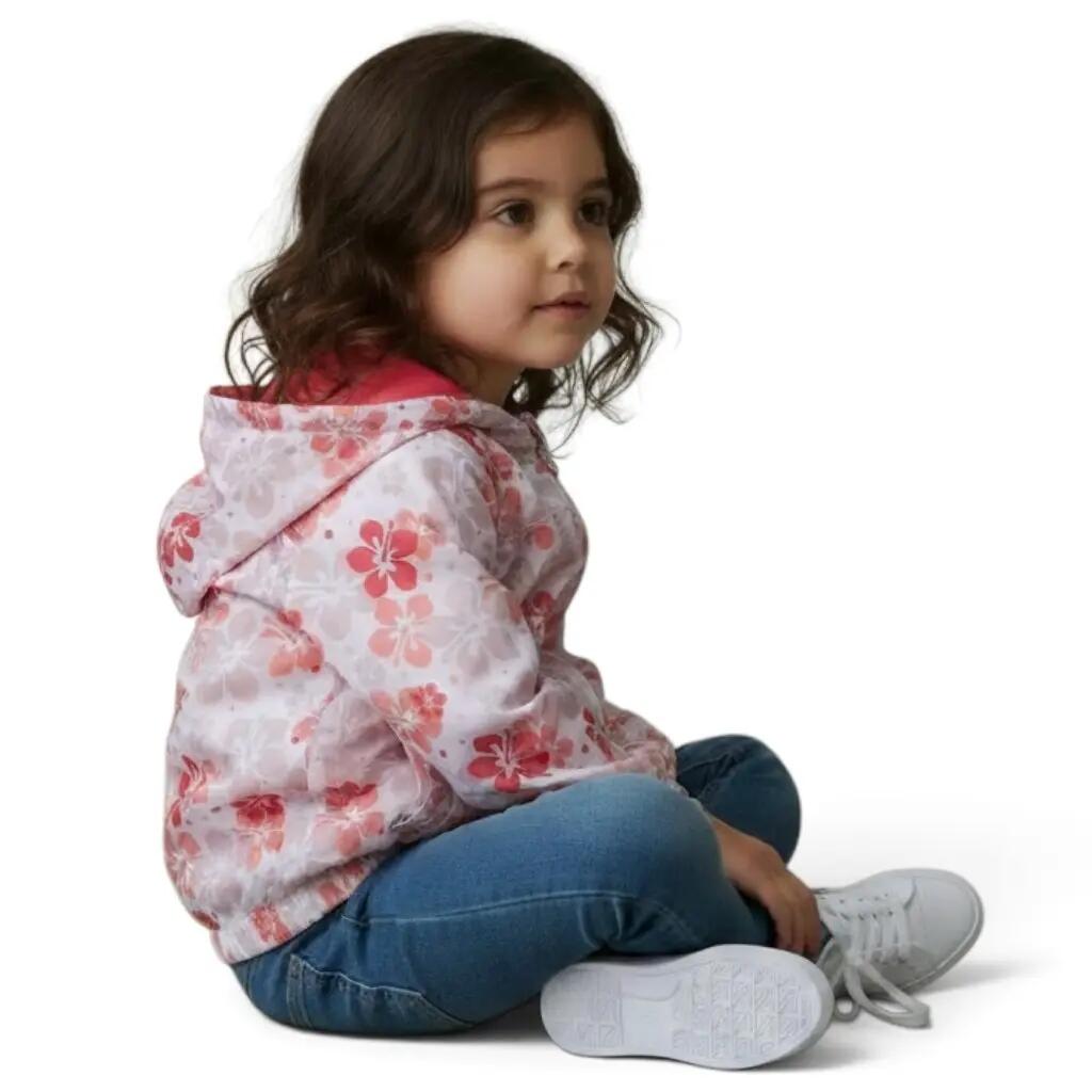 Niño/a Surf Chaqueta de Lluvia Impermeable Cortavientos Forro Polar Pink Hibiscu 4/5