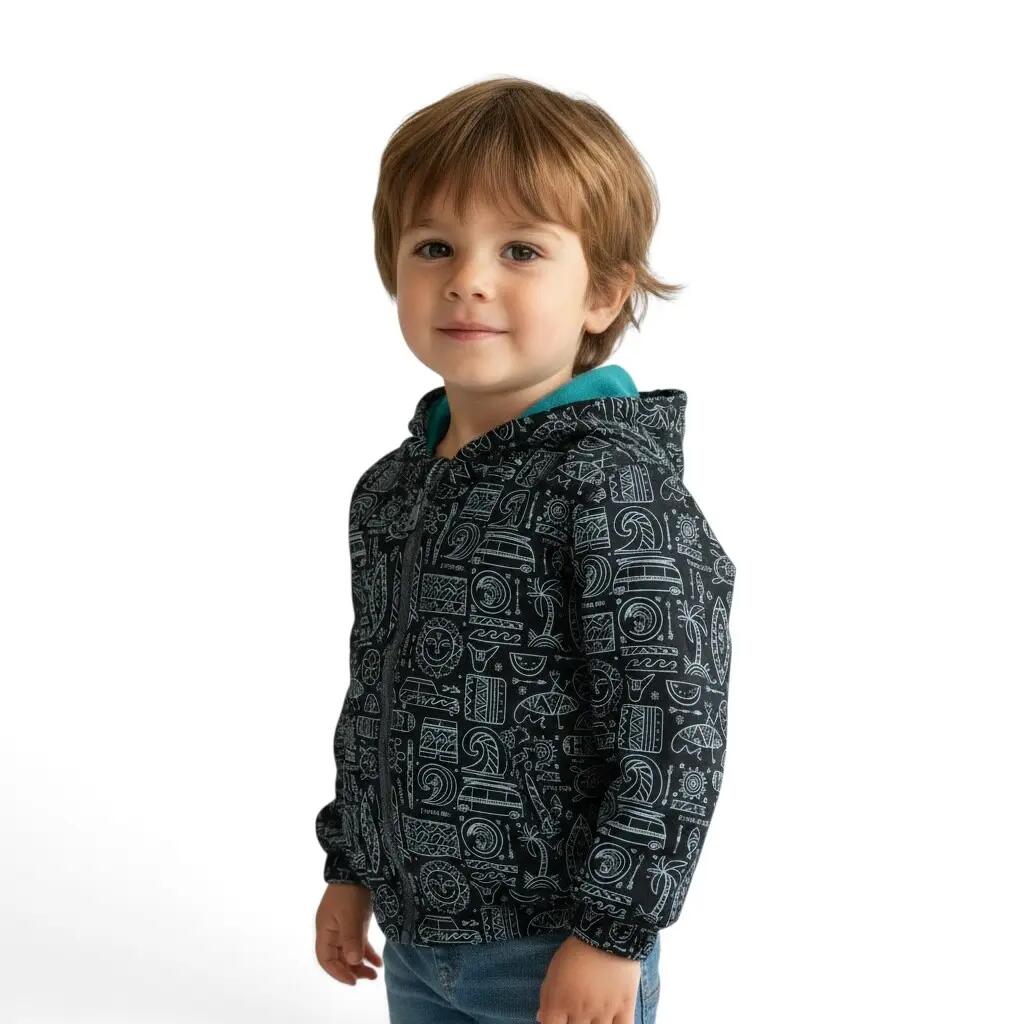 Niño/a Surf Chaqueta de Lluvia Impermeable Cortavientos Forro Polar Tribal Surf 3/5