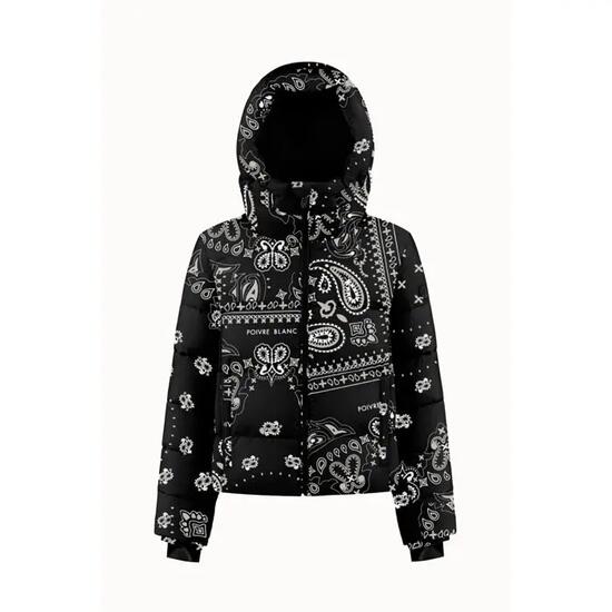 Veste ski - Femme - Capuche intégrée, paisley - Noir