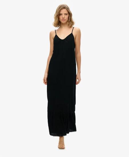 superdry Sukienka maxi Cami z koronką – Luźny krój – HOT CORAL