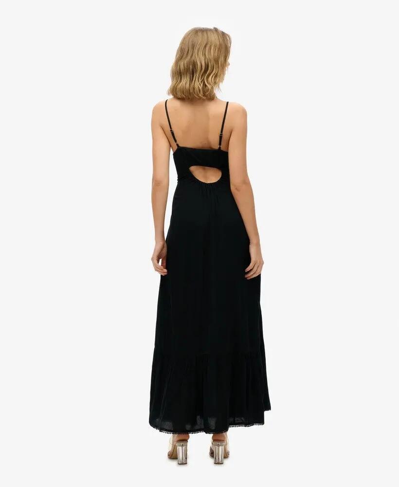 superdry Vestido maxi Cami em renda e viscose – Black 4/5