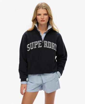 superdry Sudadera mujer Half Zip Athletic Essentials algodón, corte loose –