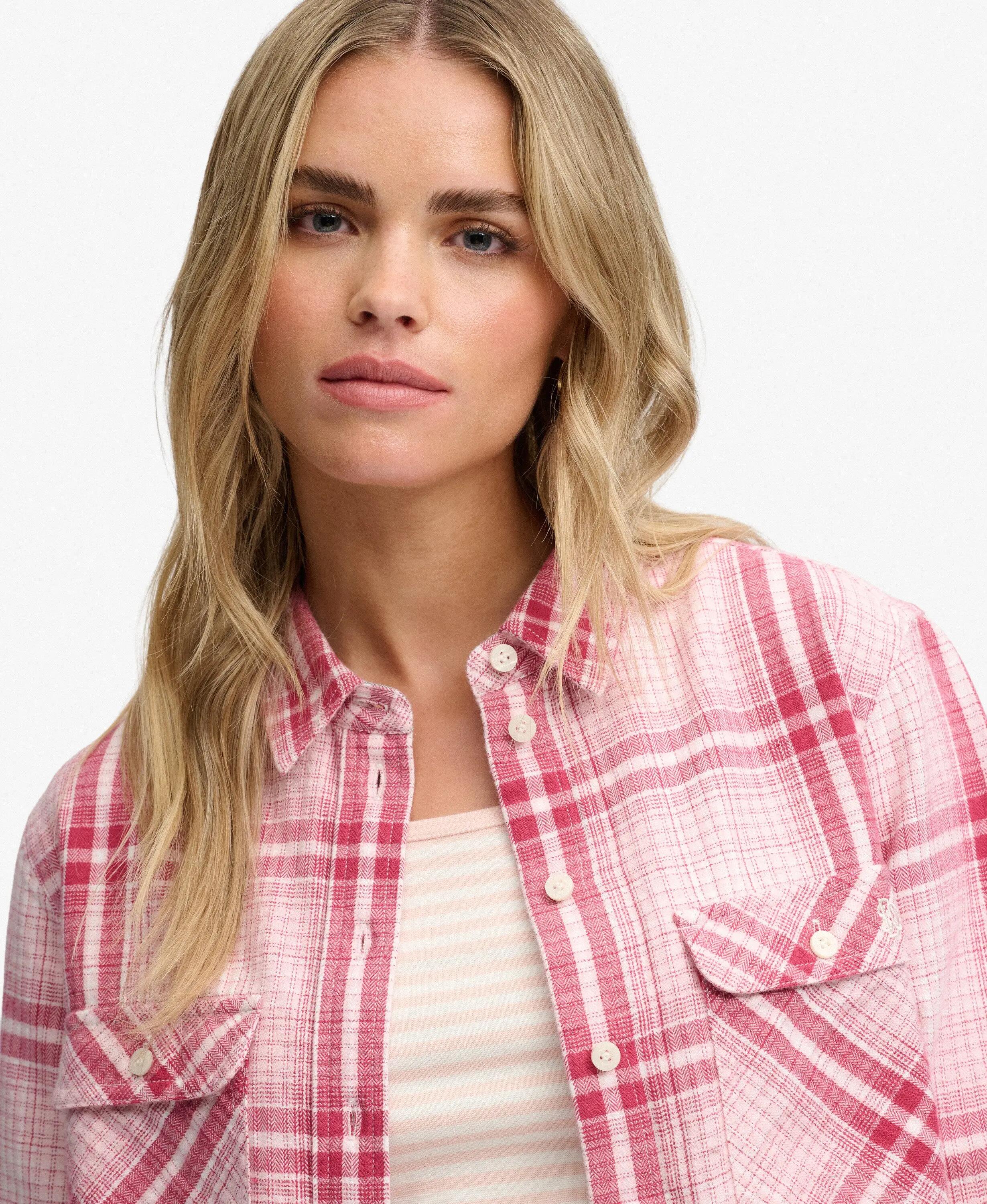 superdry Camicia Lumberjack a Quadri in Flanella – 100% Cotone Biologico – Pink 4/5