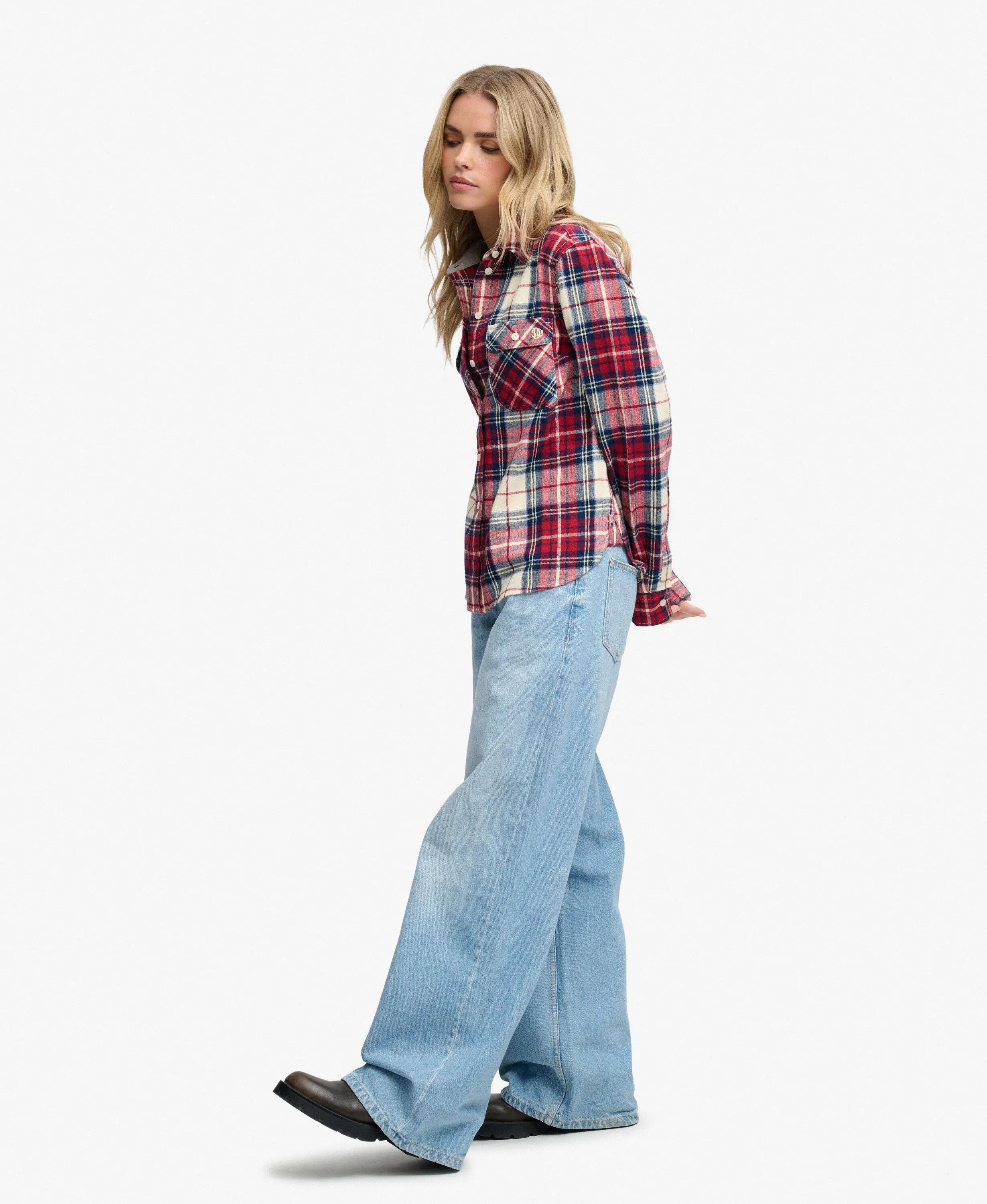 superdry Camisa Lumberjack em flanela xadrez – Delta Check Red 3/5