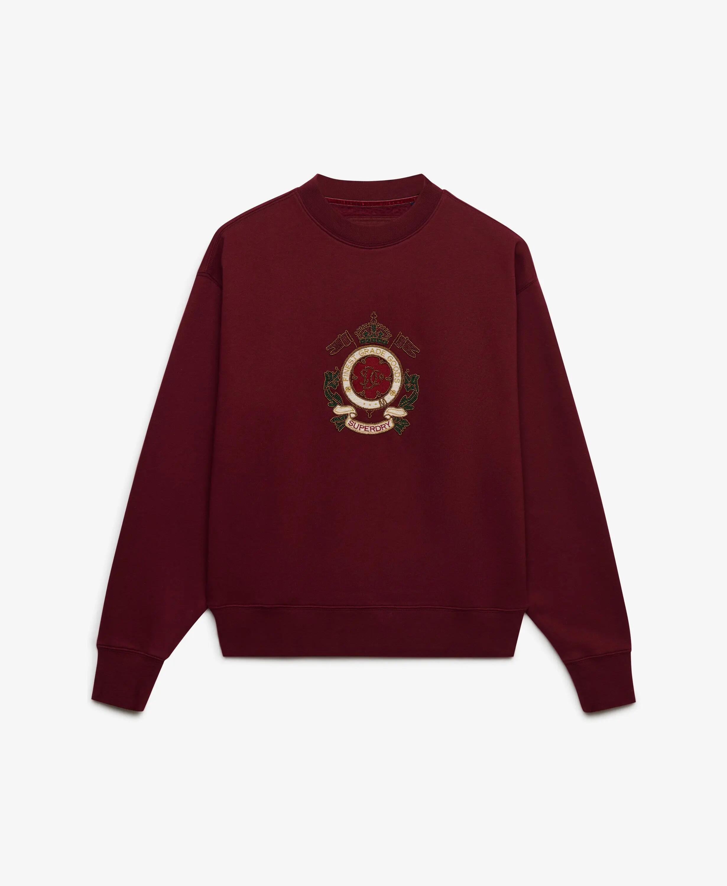 superdry Felpa Crest Loose Girocollo Vestibilità Ampia – BURGUNDY 7/7