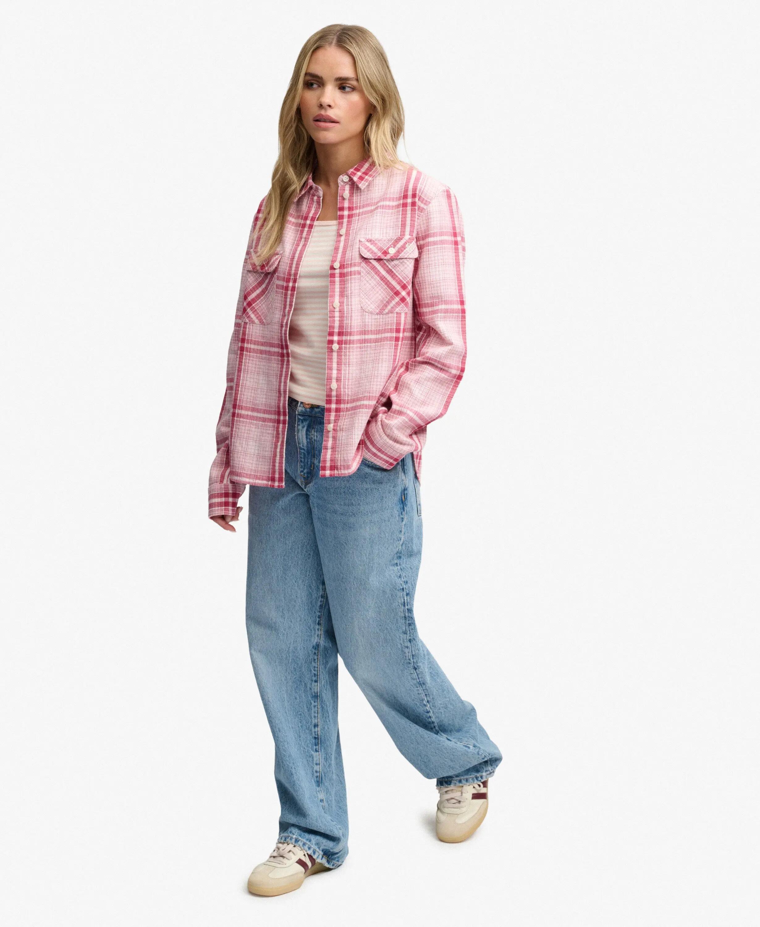 superdry Camicia Lumberjack a Quadri in Flanella – 100% Cotone Biologico – Pink 3/5