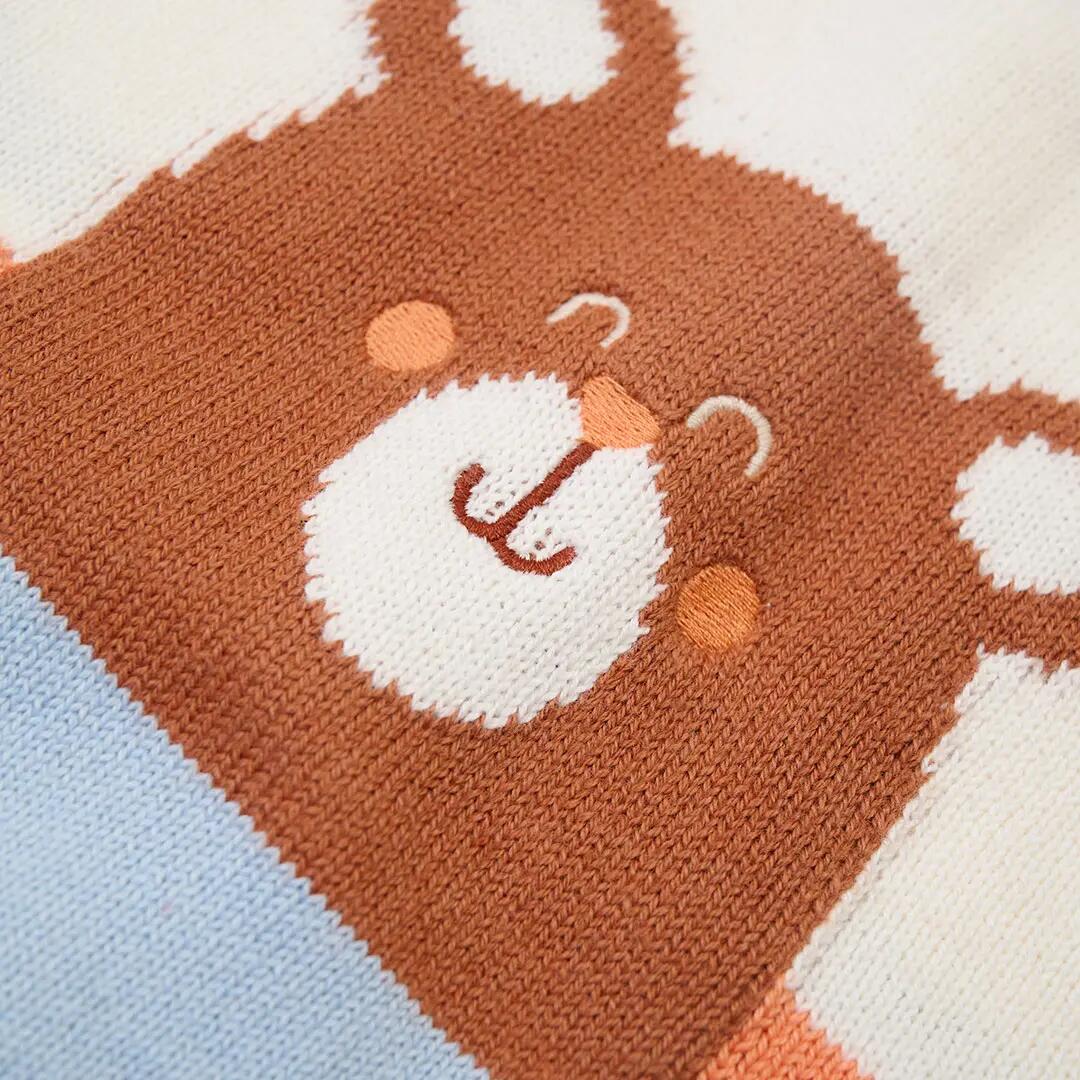Jersey bebé niño blanco estampado de oso 3/4