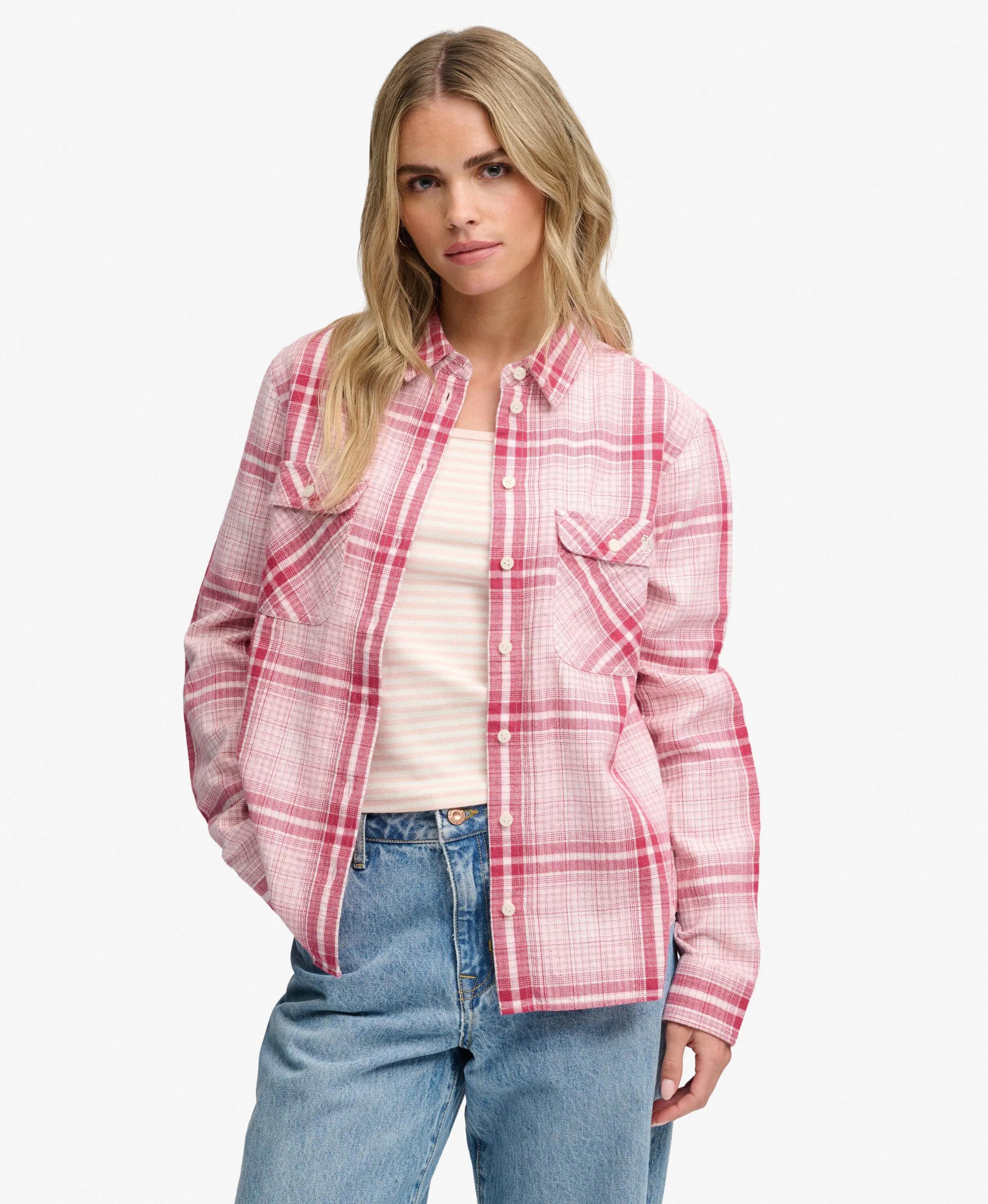 superdry Camicia Lumberjack a Quadri in Flanella – 100% Cotone Biologico – Pink 2/5
