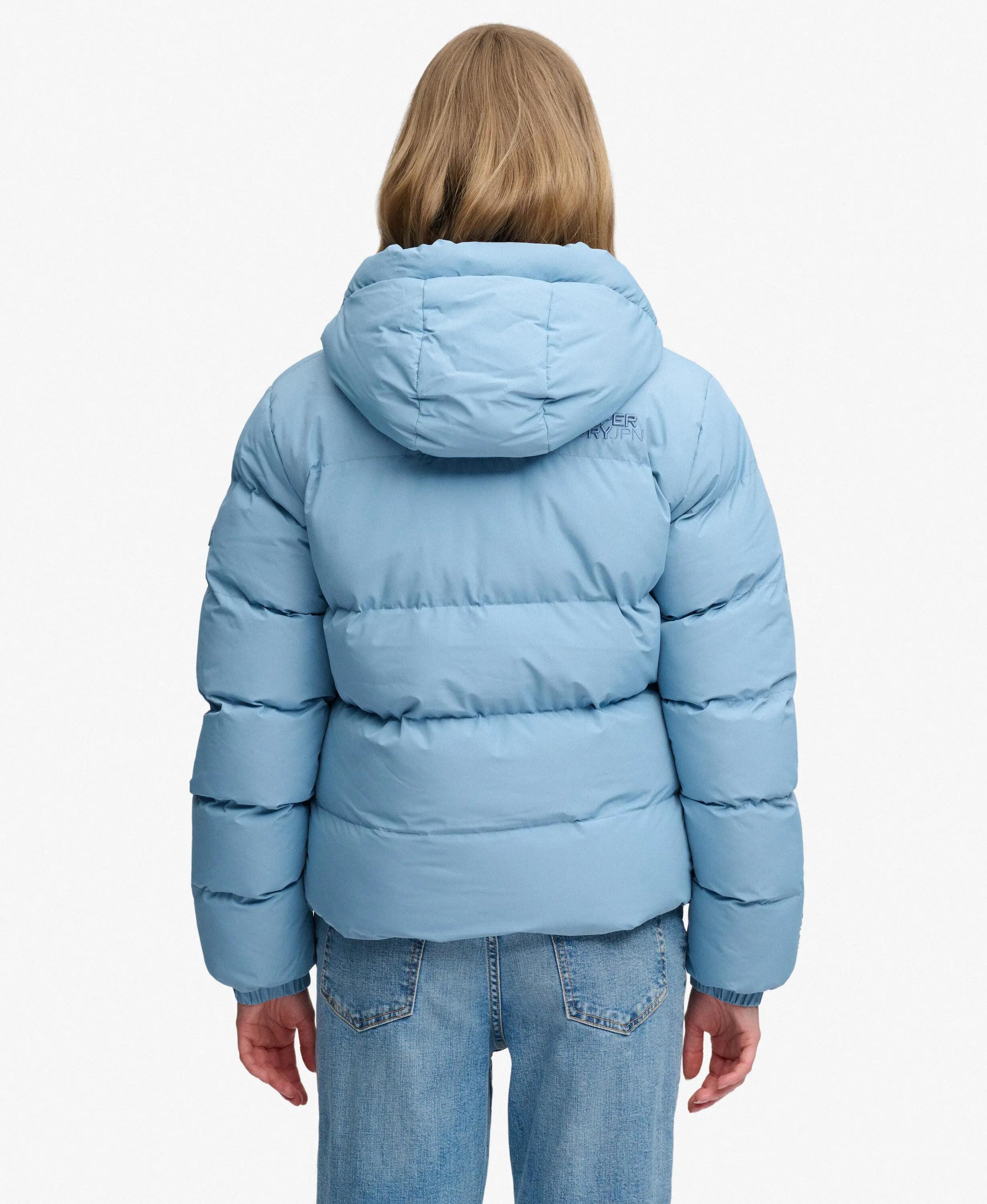 superdry Casaco puffer com capuz em poliéster reciclado – Washed Denim Blue 6/7