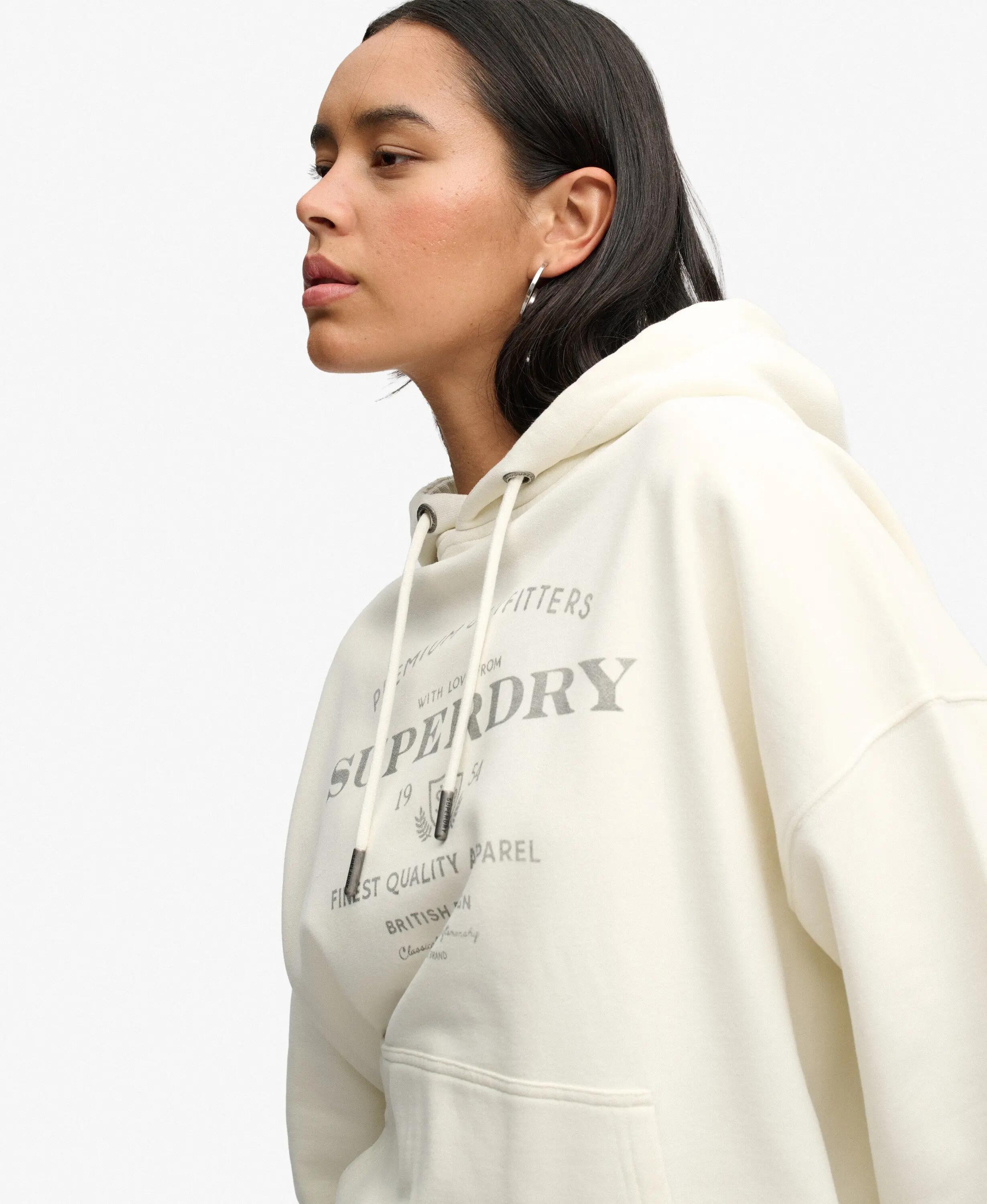 superdry Sweat com capuz Luxe Casual corte oversize – CREAM/NAVY 4/6