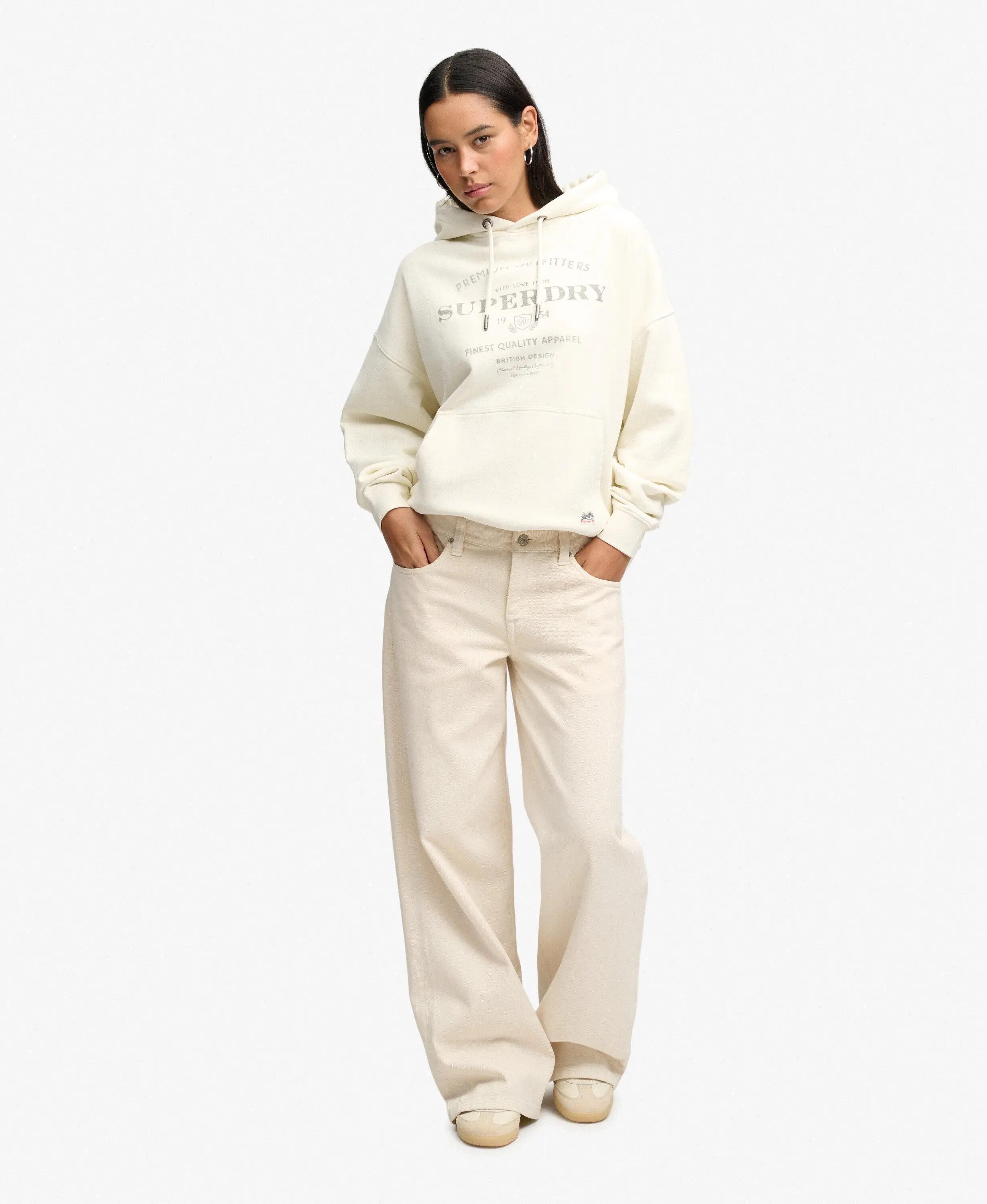 superdry Sweat com capuz Luxe Casual corte oversize – CREAM/NAVY 3/6