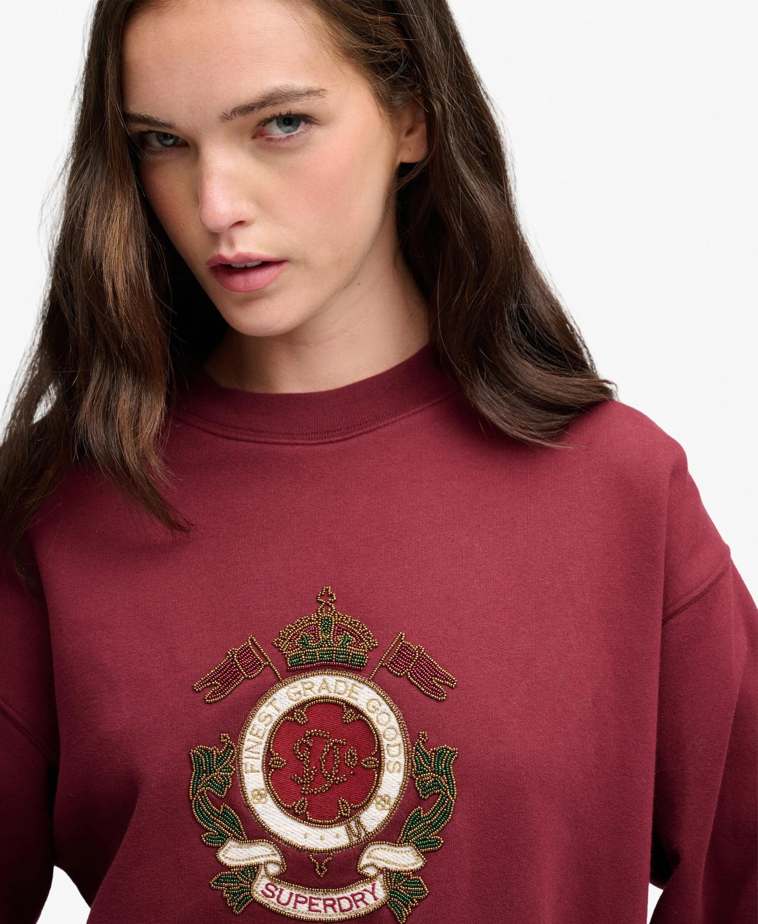 superdry Felpa Crest Loose Girocollo Vestibilità Ampia – BURGUNDY 4/7