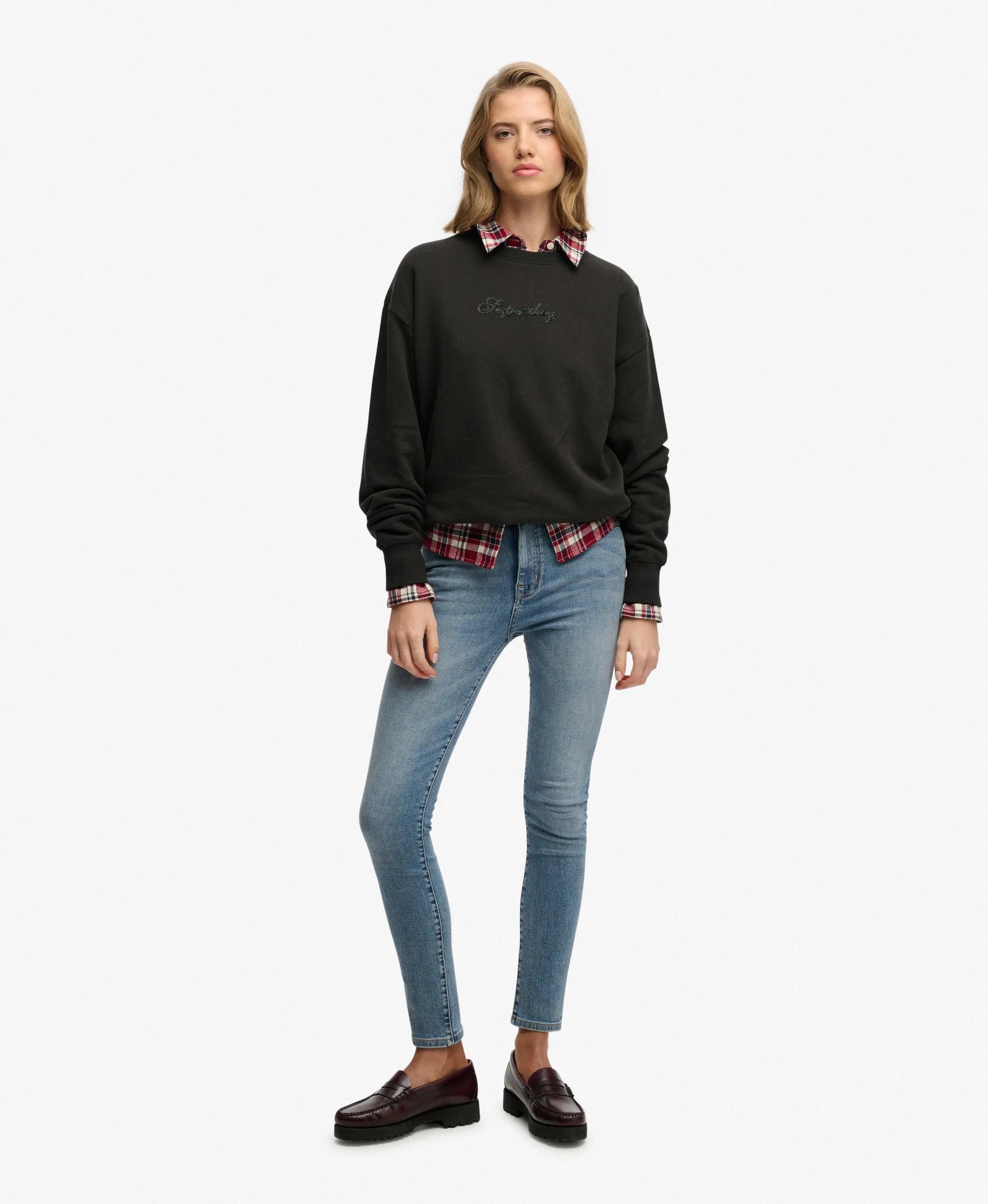 superdry Felpa Script Brand Loose girocollo in cotone biologico – PHANTOM 3/7