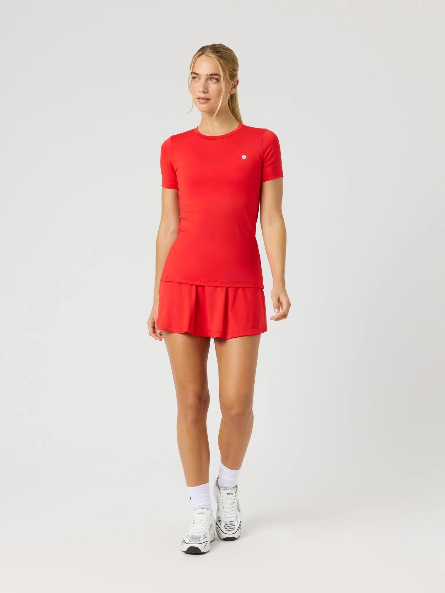 bjorn_borg ACE JERSEY SKIRT in poliestere riciclato – FLAME SCARLET 3/4