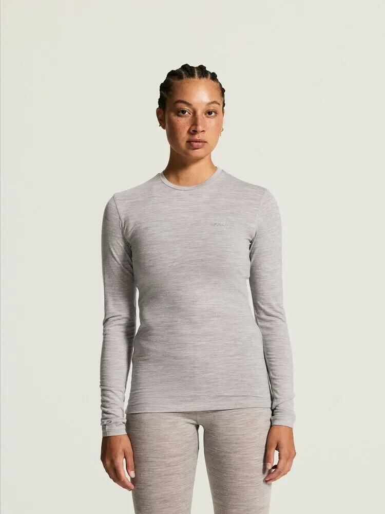 craft T-Shirt manga comprida Wool 95 LS CN com 95% lã merino – Grey/Melange 6/7