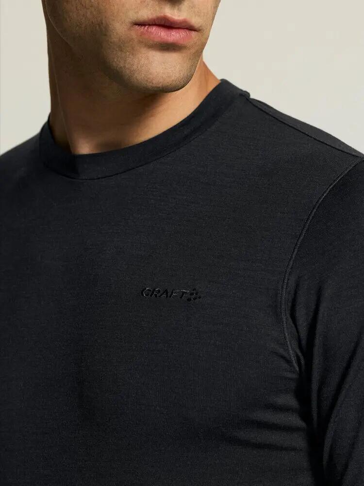 craft Wool 95 LS CN M — maglia a manica lunga in lana merino 95% – Black/Melange 7/7