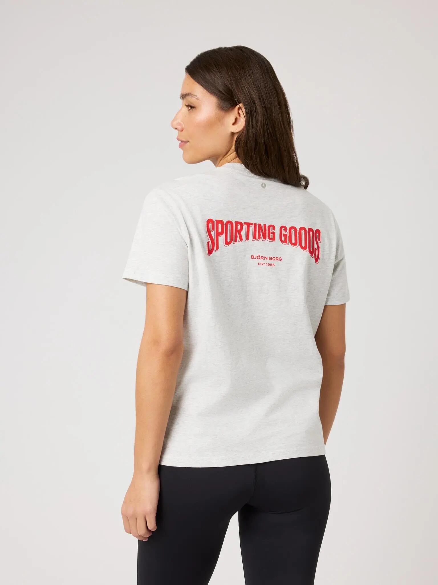 bjorn_borg T-shirt BORG in cotone da donna – ULTRA LIGHT GREY MELANGE 2/4