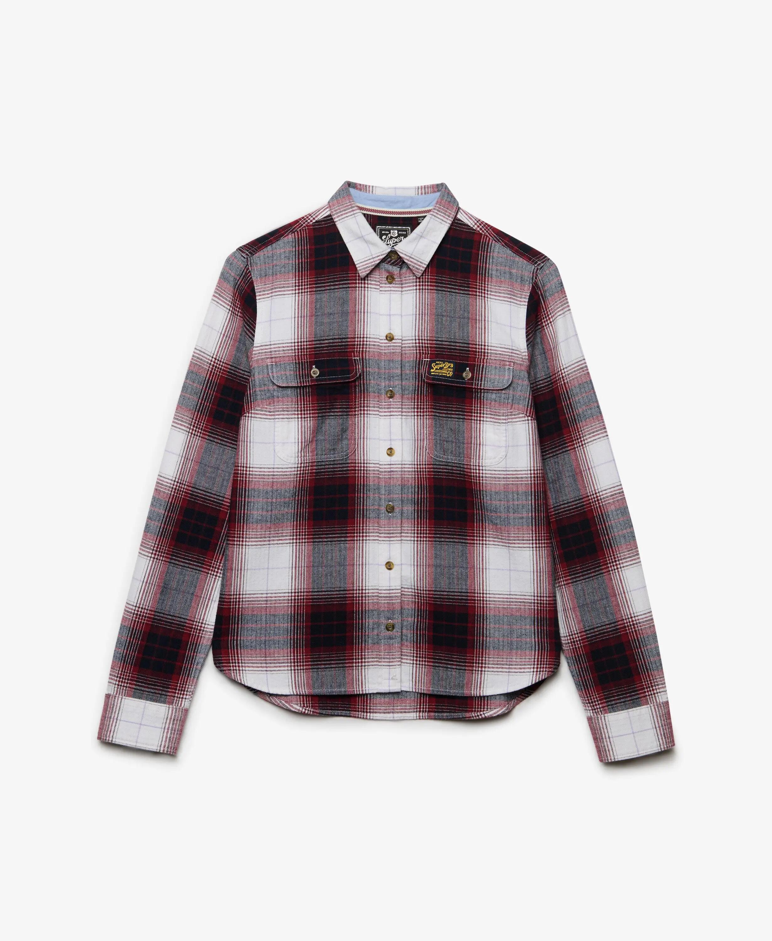 superdry Camisa de flanela Lumberjack às riscas – corte relaxed – Red/Ivory 7/7