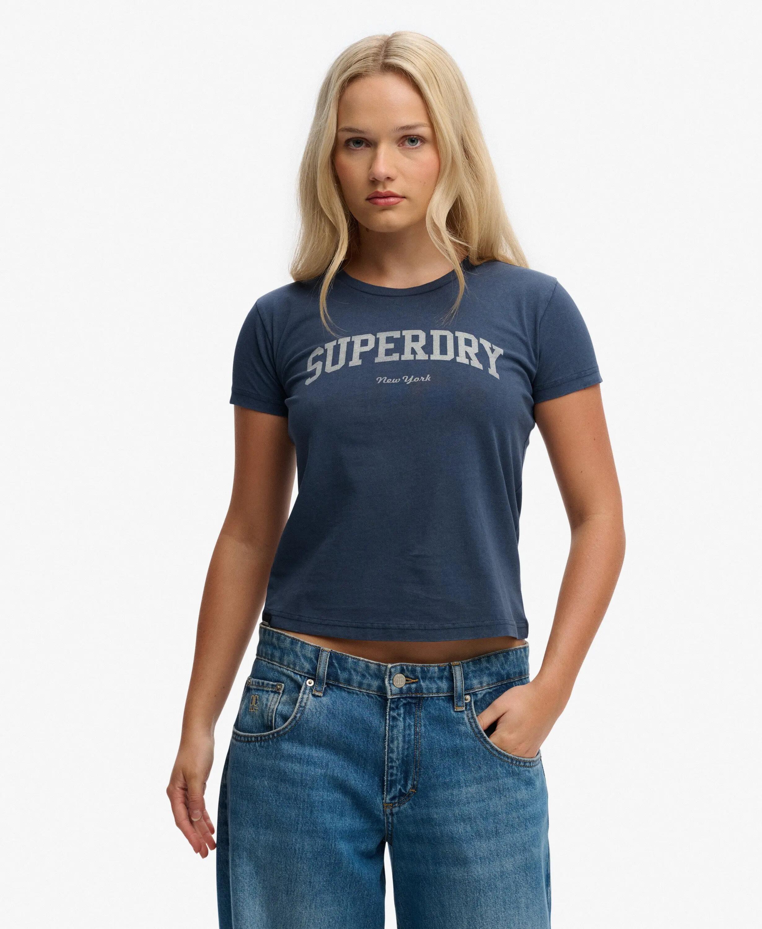 superdry T-shirt ajustada Athletic Essentials com estampado – CLASSIC NAVY 2/7