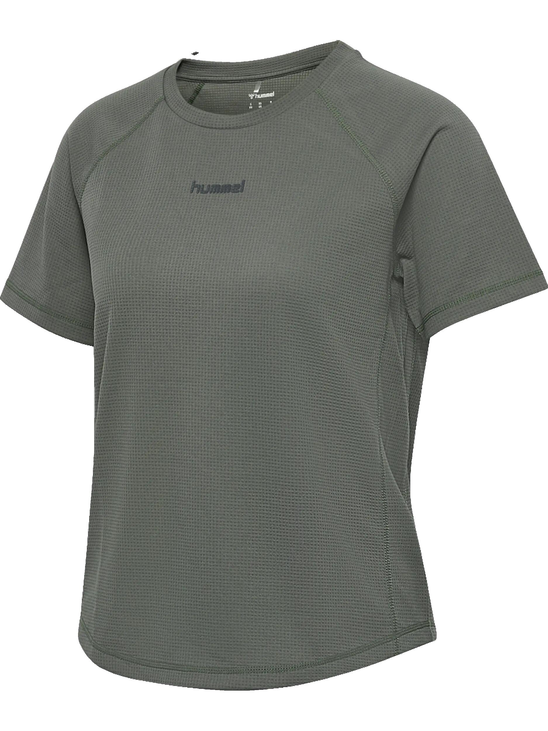 hummel T-shirt hmlMOMENTUM W S/S en polyester recyclé texturé – CASTOR GRAY 1/4