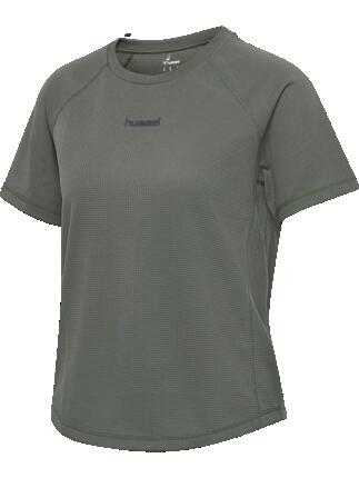 hummel T-shirt hmlMOMENTUM W S/S en polyester recyclé texturé – CASTOR GRAY