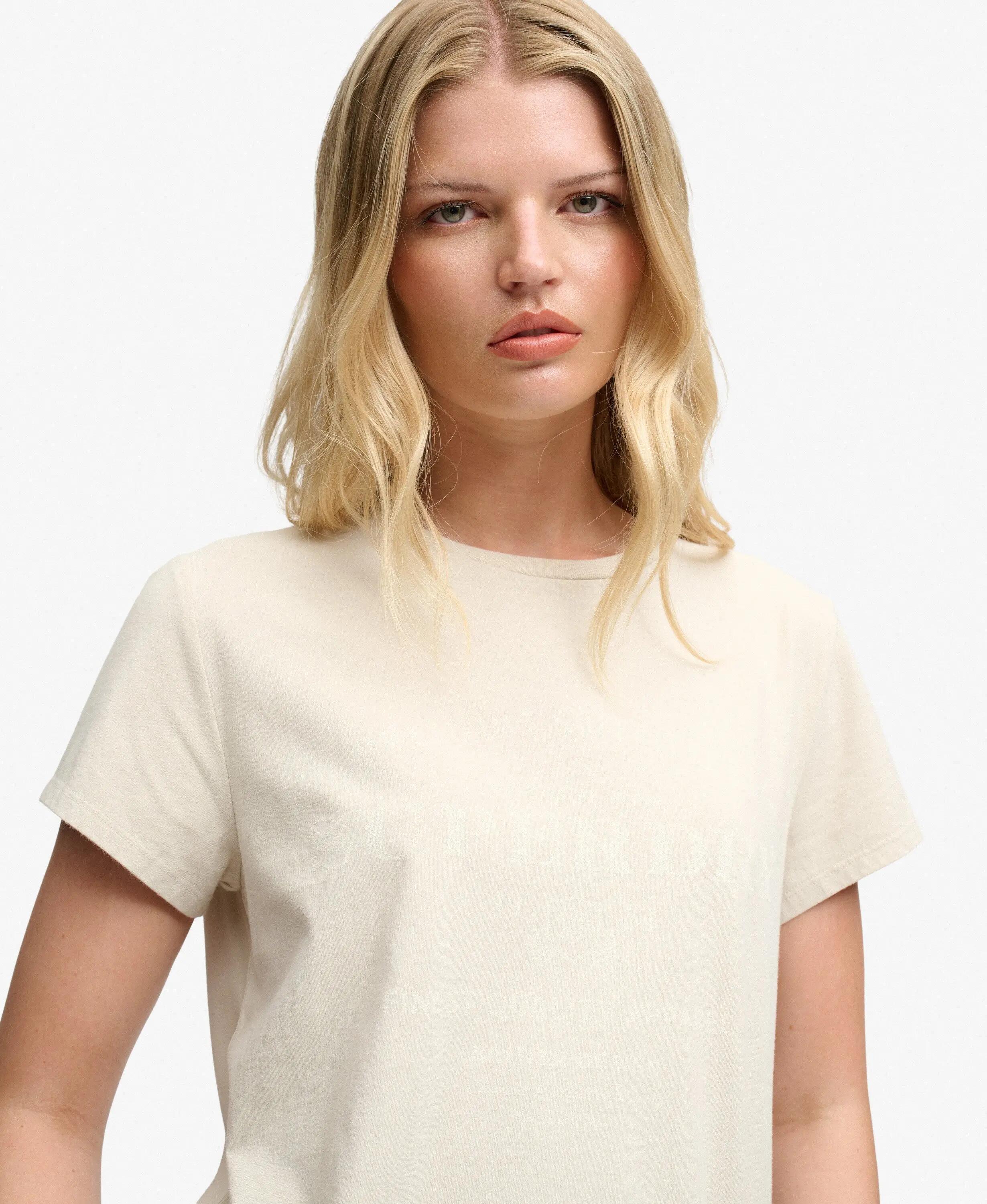 superdry T-shirt Mulher Luxe Casual Slim em algodão – Peyote Beige 4/5