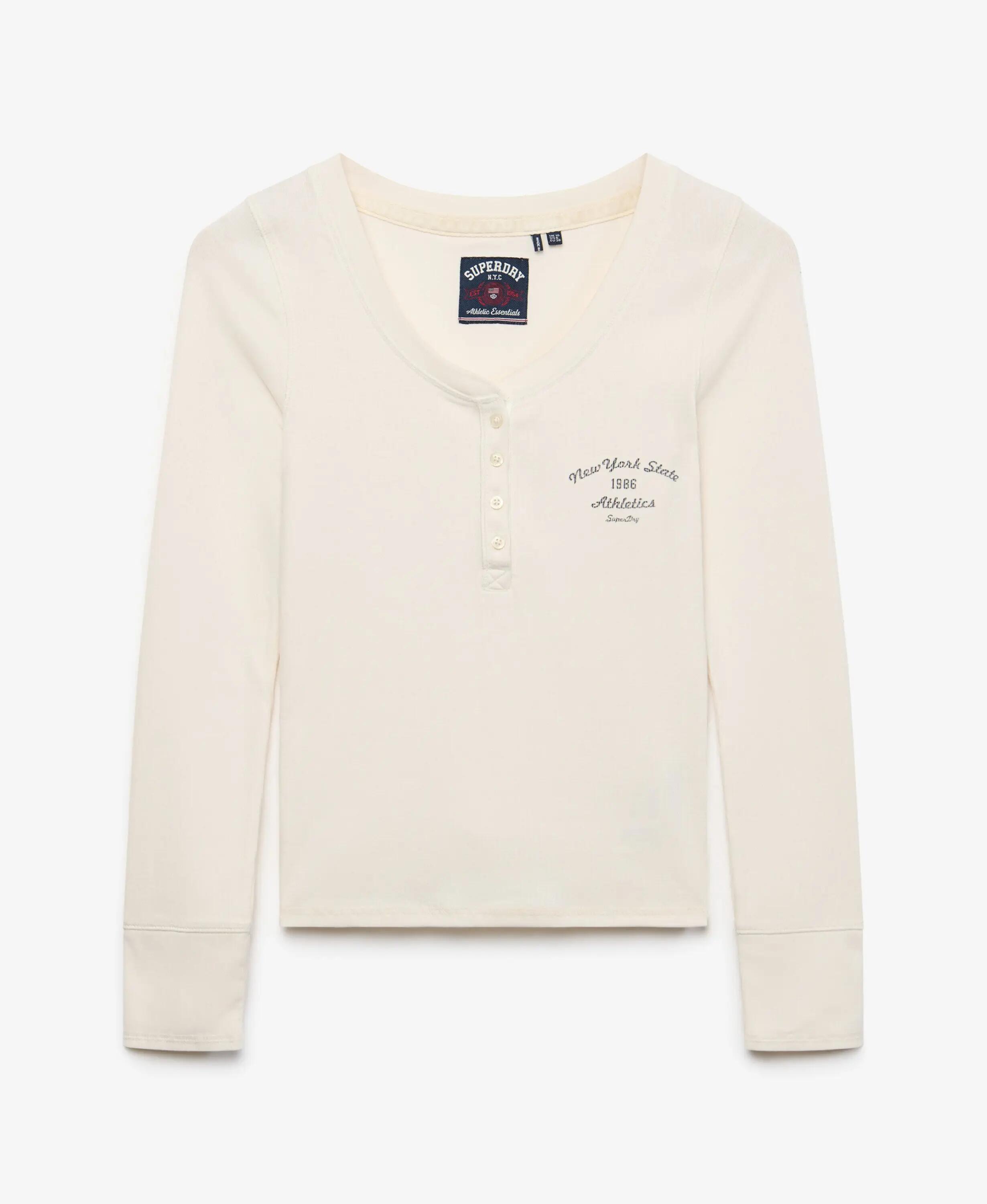 superdry Button-Down Lange Mouw Top Slim Fit – Desert Bone Off White 7/7