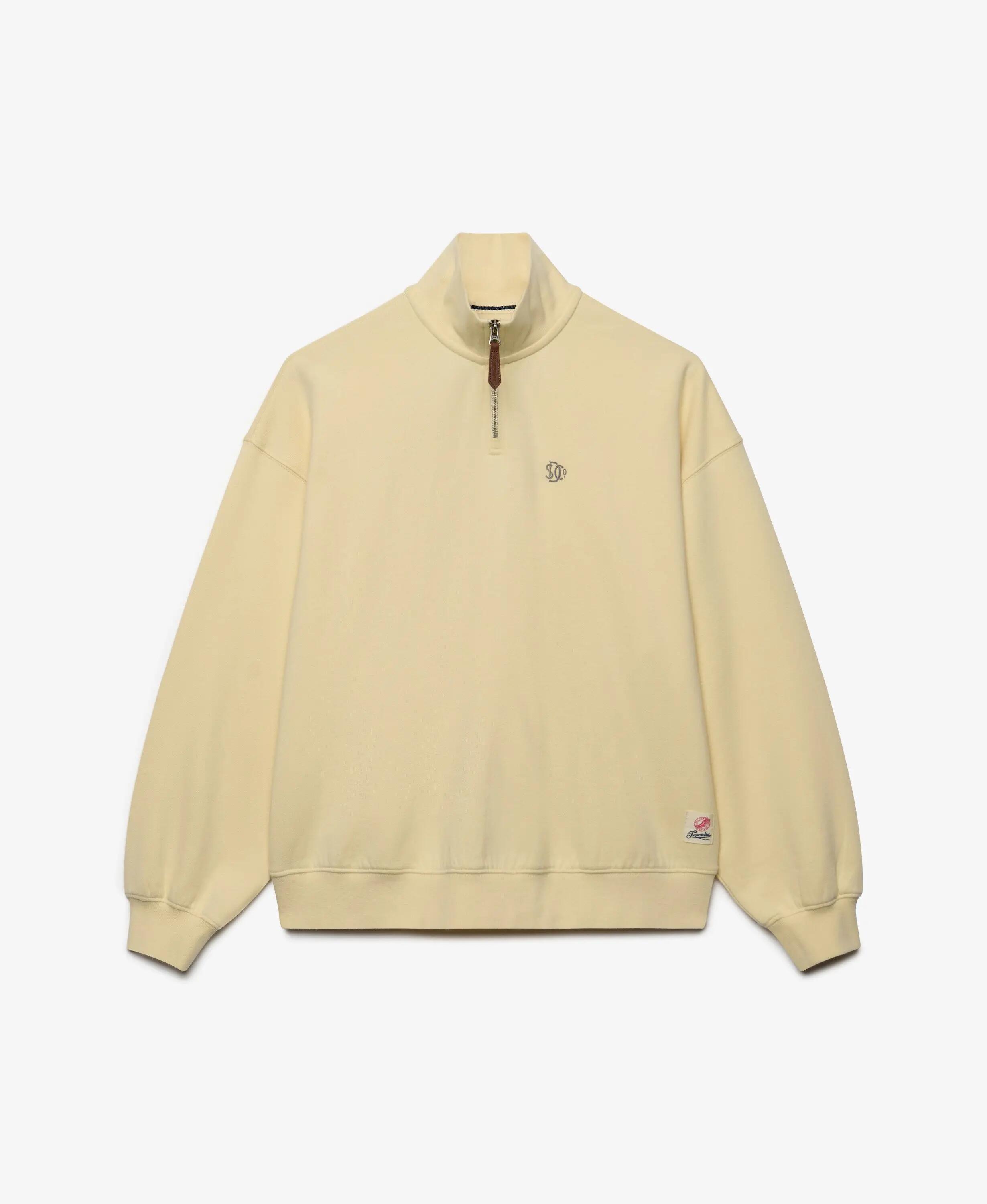 superdry Felpa Luxe Casual mezza zip – Natural Cream 6/6