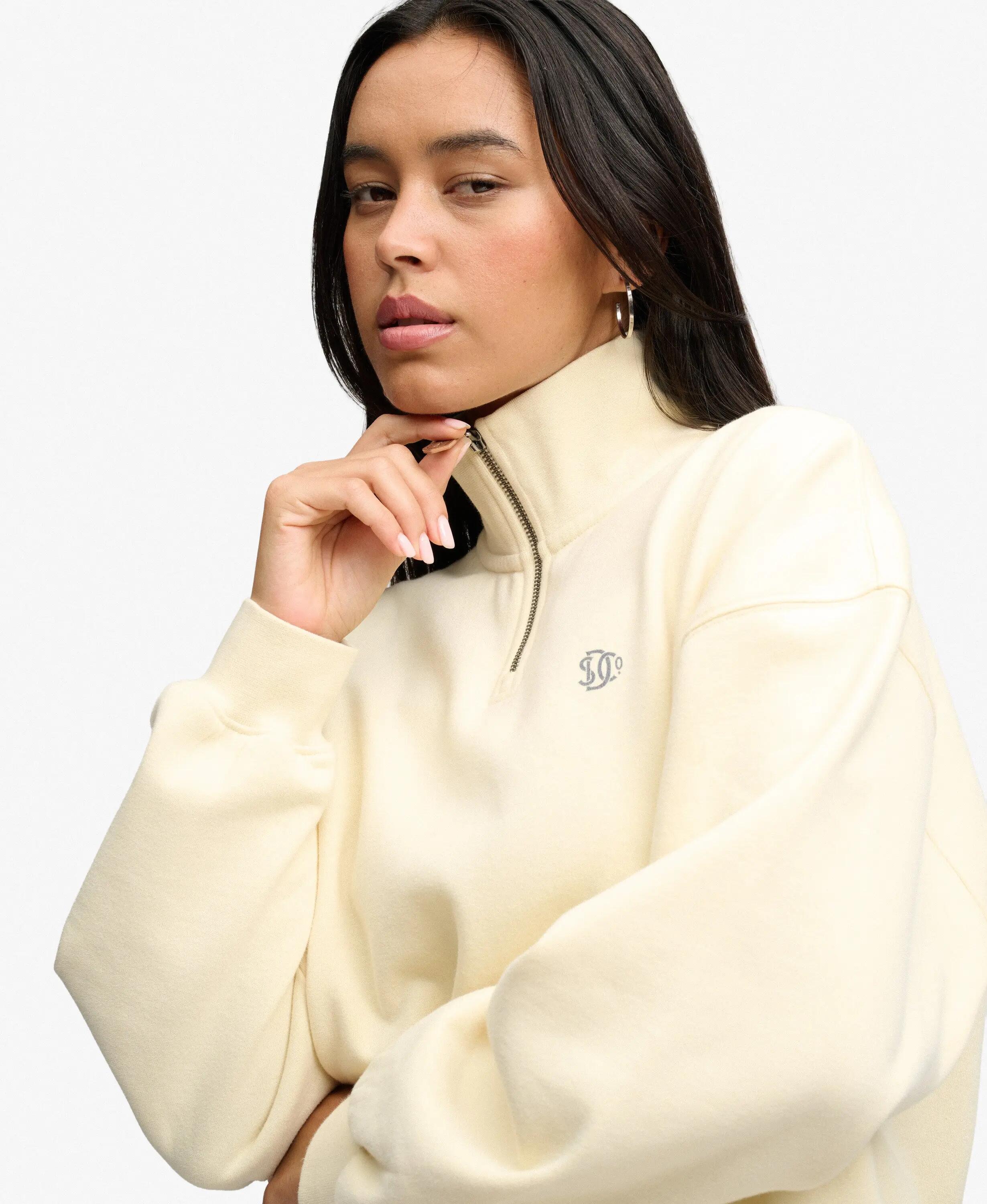 superdry Felpa Luxe Casual mezza zip – Natural Cream 5/6