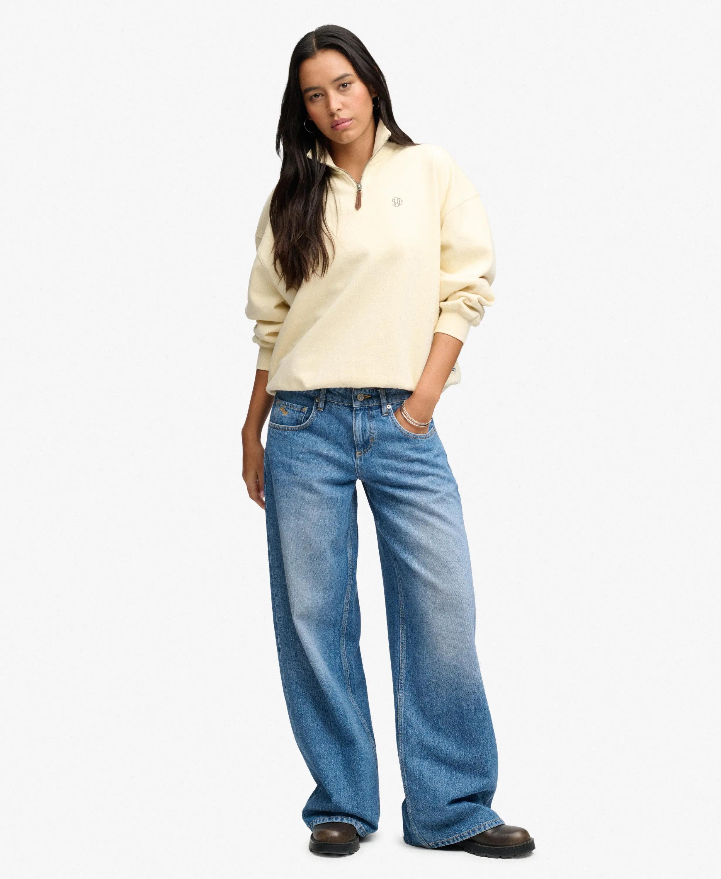 superdry Felpa Luxe Casual mezza zip – Natural Cream 4/6