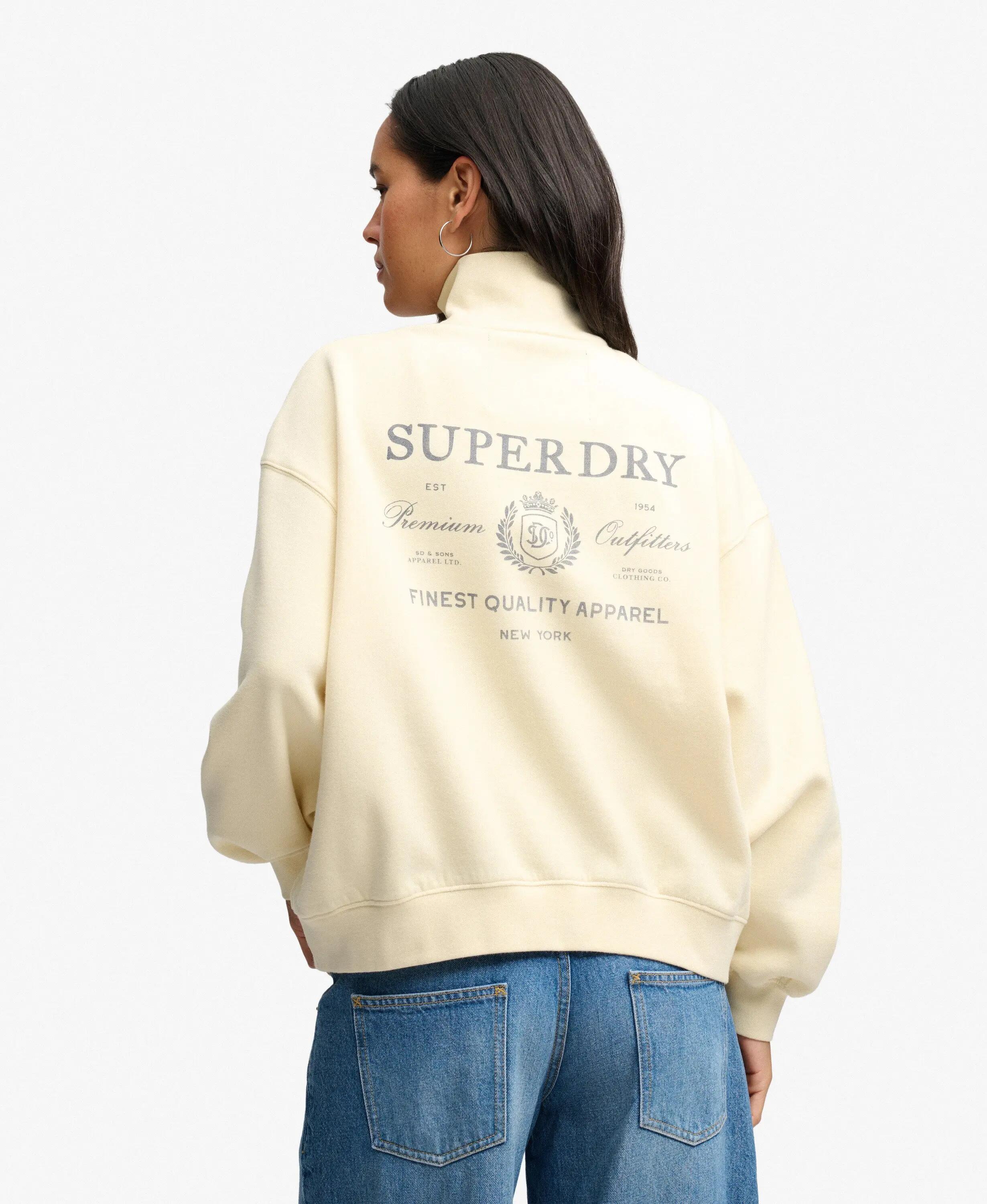 superdry Felpa Luxe Casual mezza zip – Natural Cream 2/6