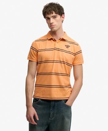superdry Koszulka Polo Vintage w Paski z Jerseyu – Orange Stripe