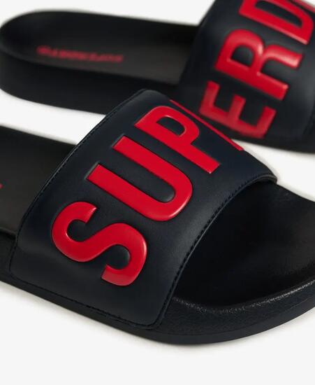 superdry Claquettes Pool avec bride rembourrée et large logo – NAUTICAL NAVY
