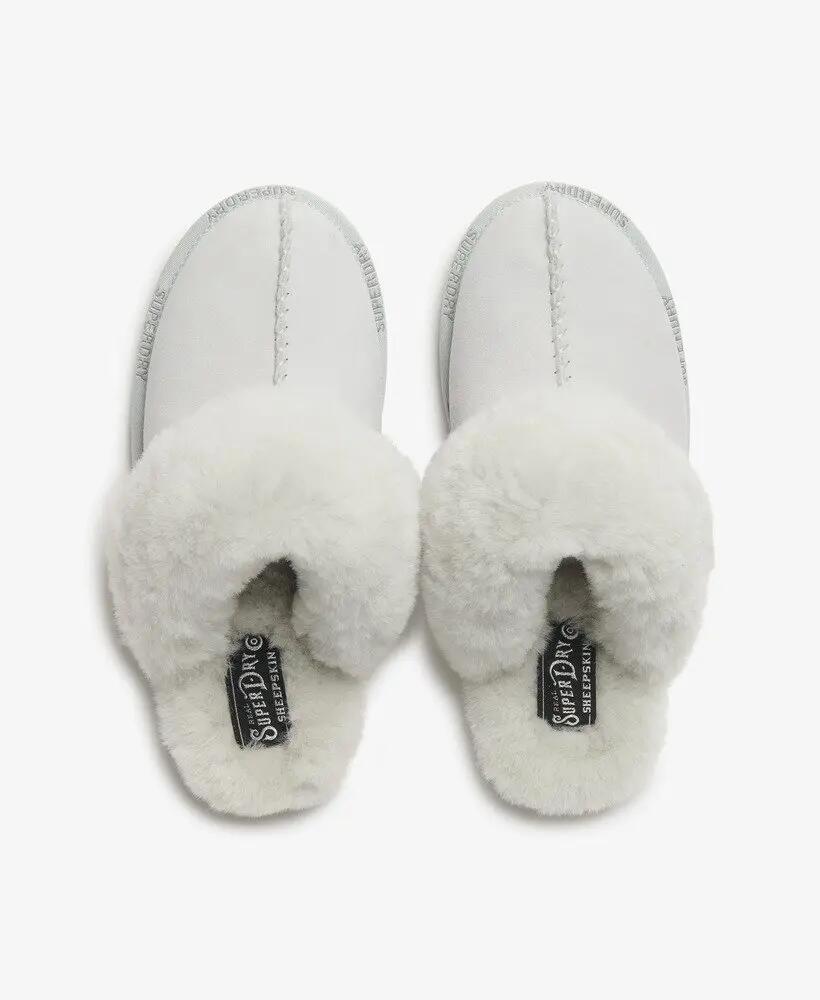 superdry Suede Mule Slipper — mule em camurça para senhora, cinza – GREY 6/7