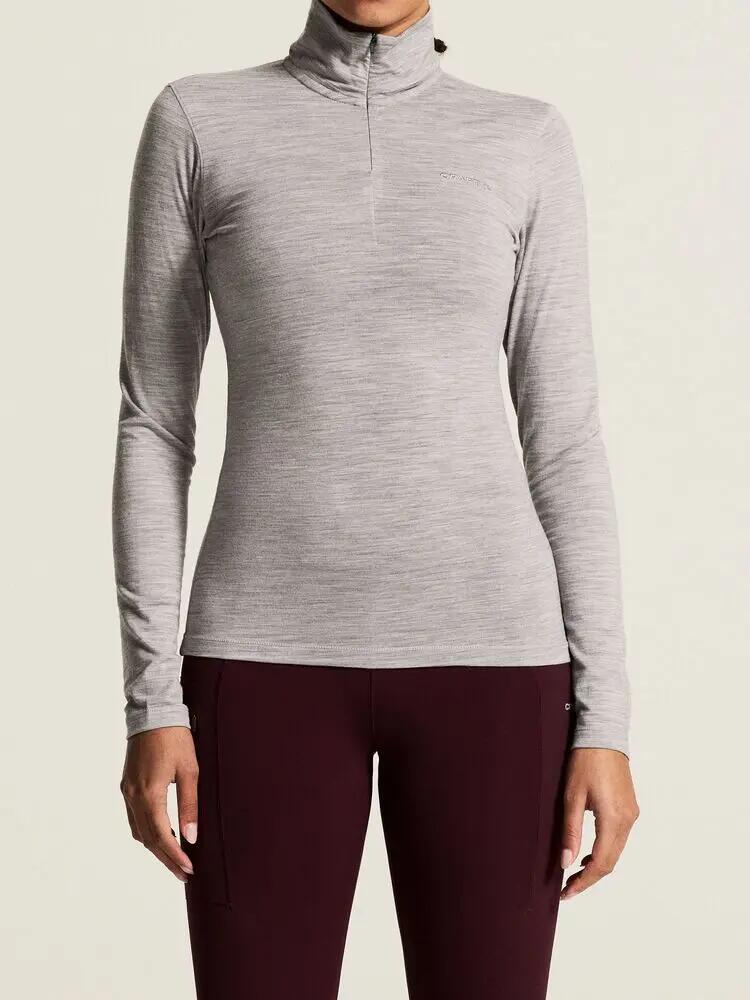 craft Camisola Wool 95 HZ LS W Mulher - 95% lã merino – Grey/Melange 3/7