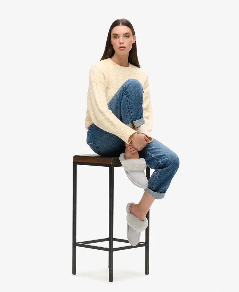 superdry Suede Mule Slipper — mule em camurça para senhora, cinza – GREY 2/7