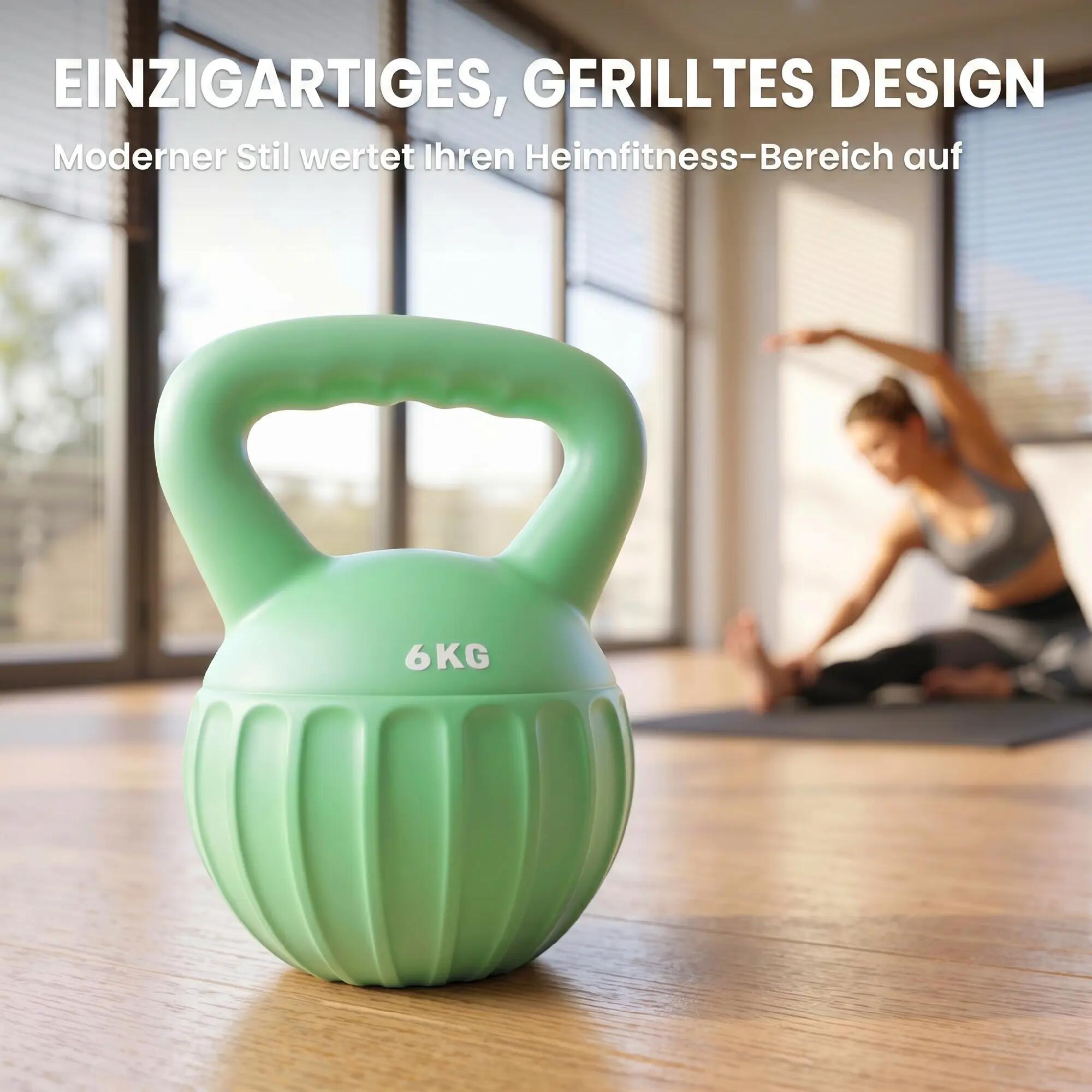 Kettlebell - Weightlifting - Unisexe - Lestée sable, base stable - Vert 6/6