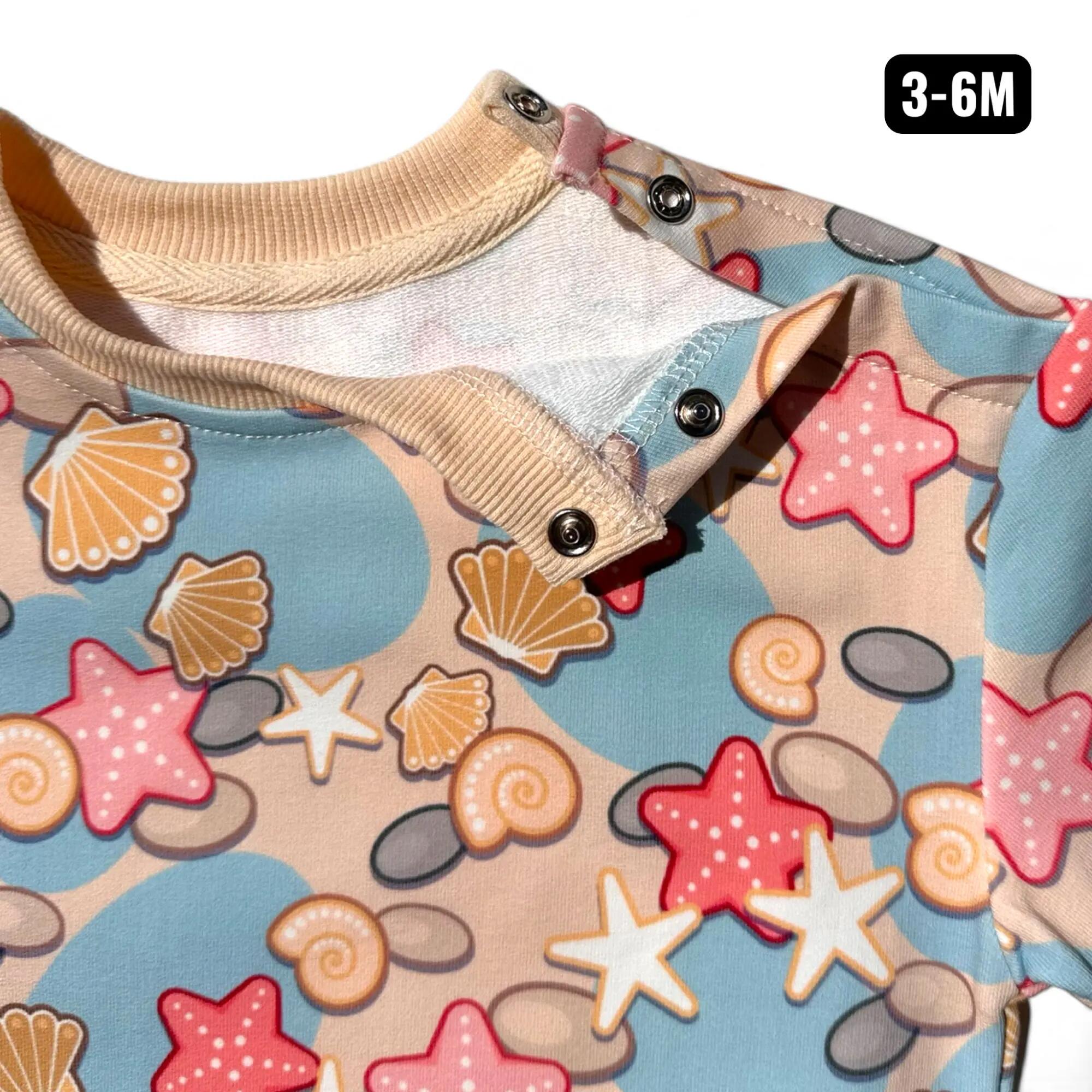 Criança Surf Sweatshirt Leve Algodão Estampado Conchas Sandy Beach 4/4