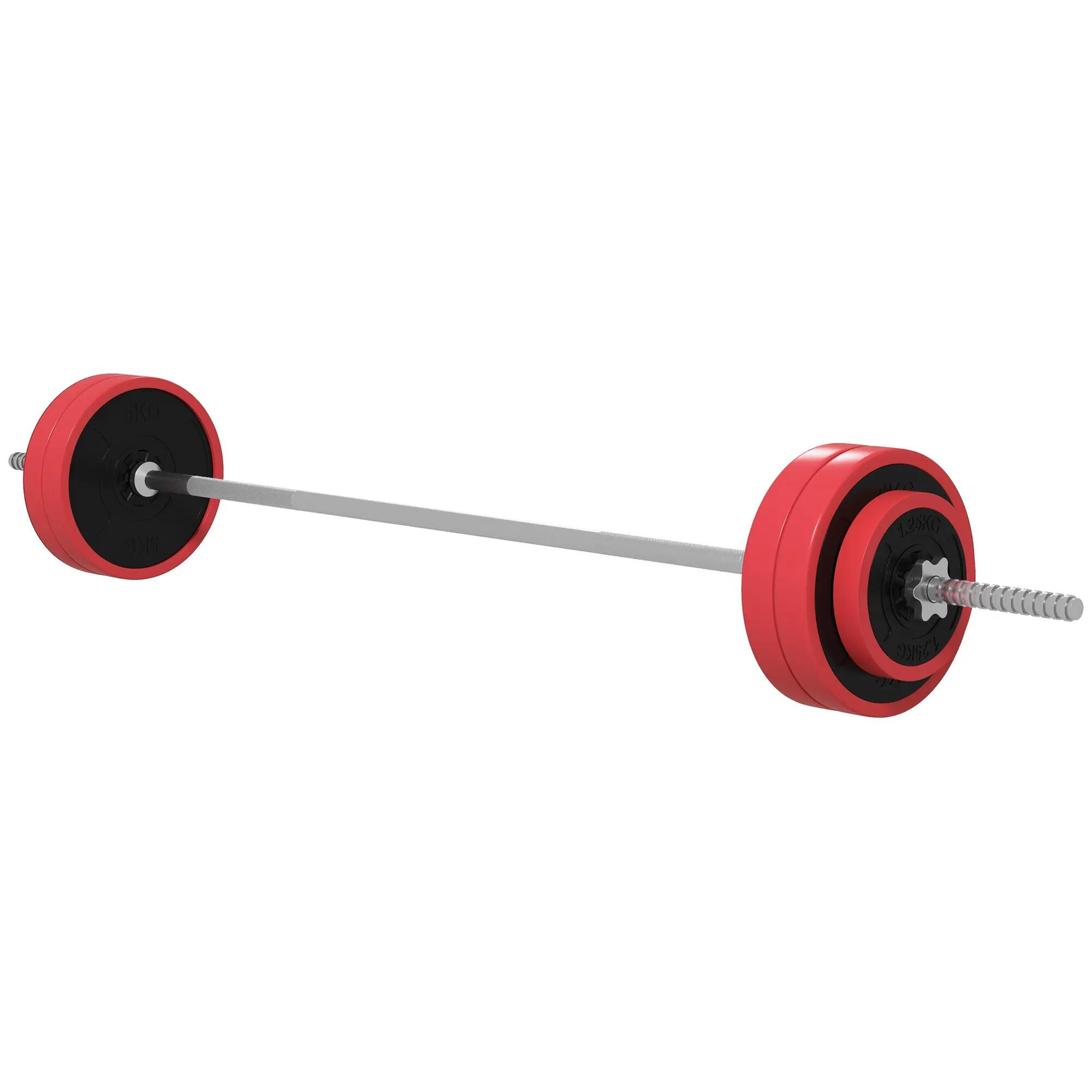 Kit de musculation - Fitness - Barre et disques modulables 30 kg - Rouge 2/6