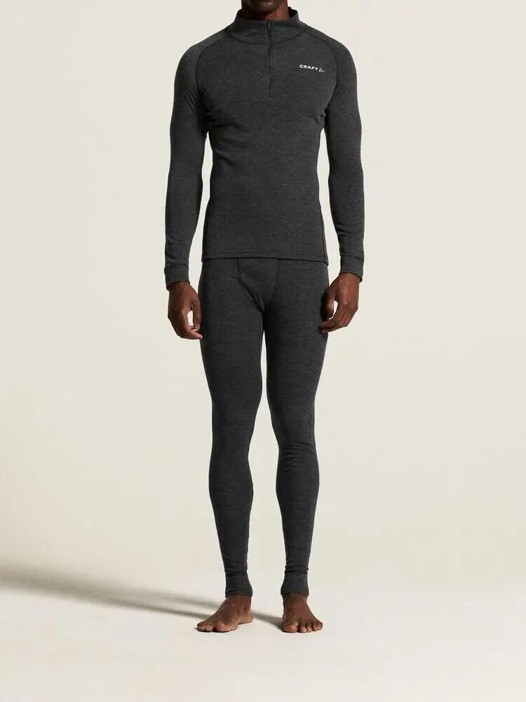 craft Wool Merino HZ set M camada base meia-zip aquecimento – Black/Melange 5/6