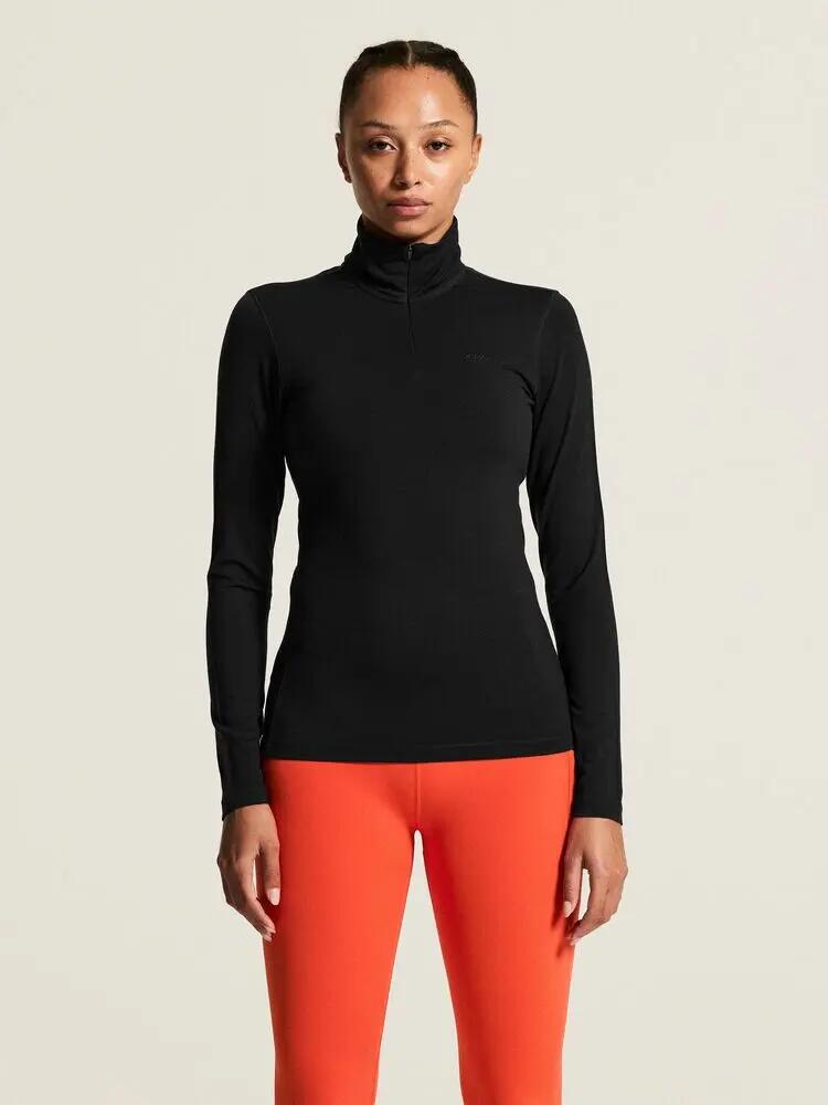 craft Maglia Wool 95 HZ LS Donna in lana merino calda – Black/Melange 5/7