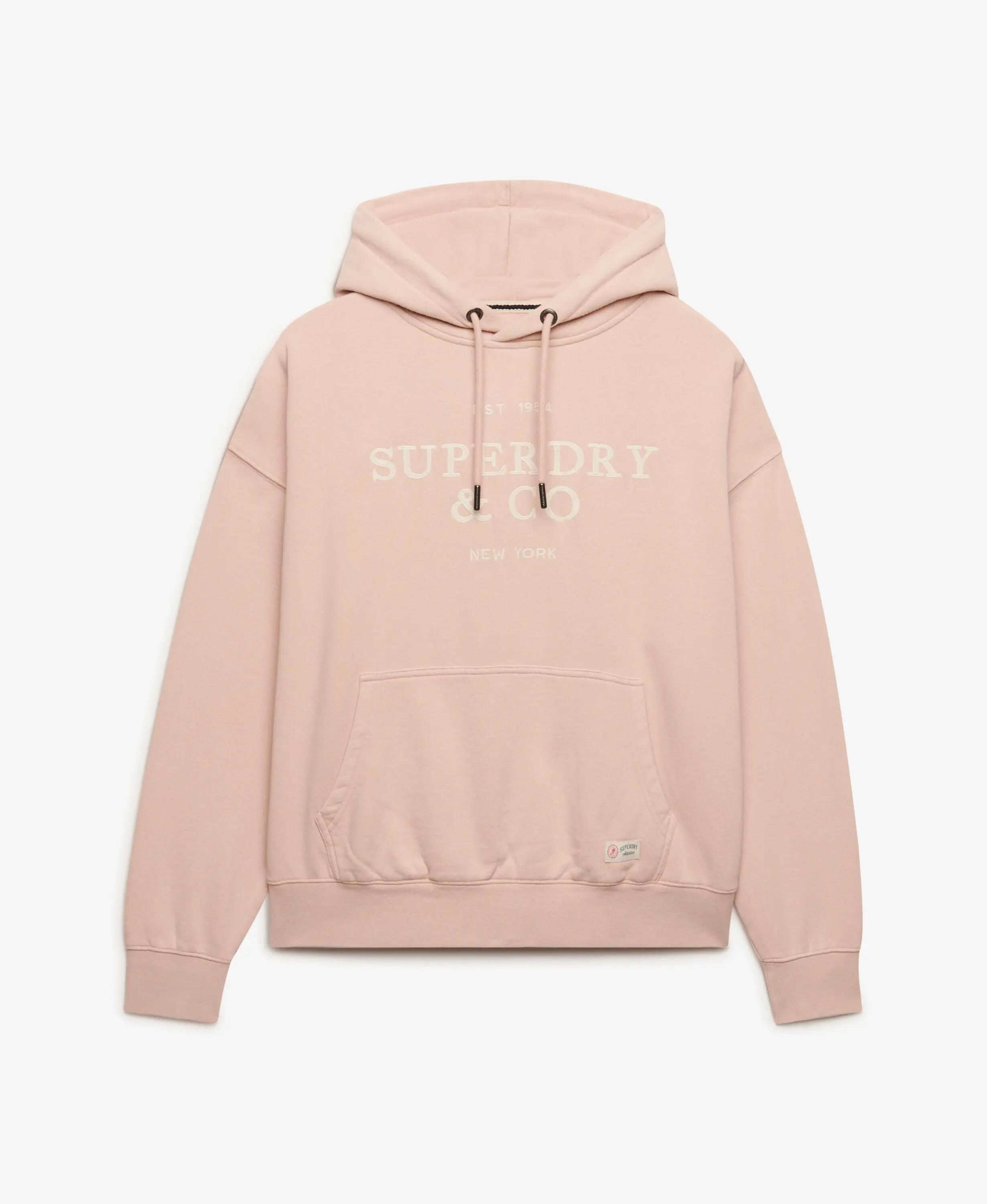 superdry Felpa con cappuccio Luxe Casual ricamata taglio oversize – Rose Dust 6/6