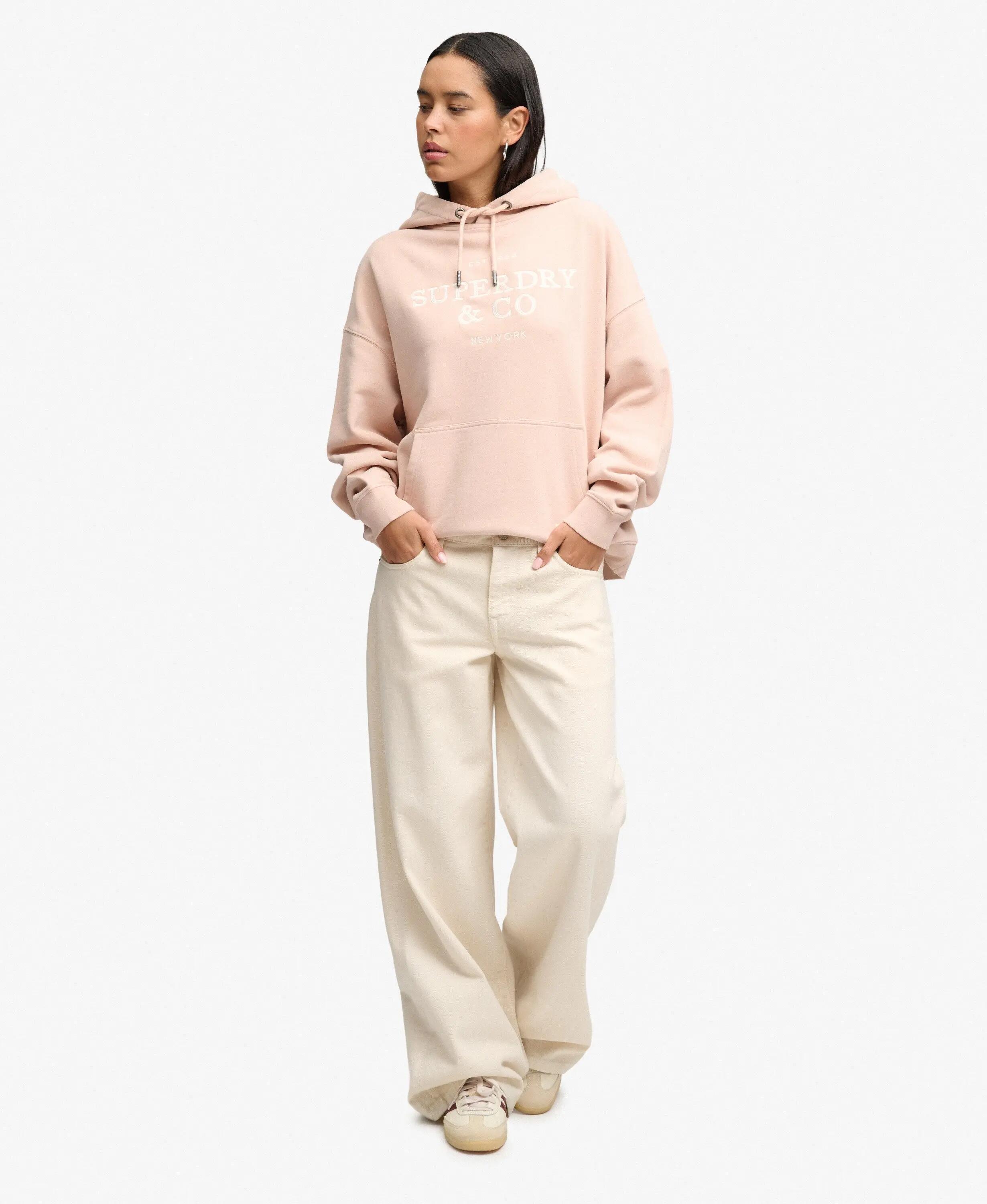 superdry Felpa con cappuccio Luxe Casual ricamata taglio oversize – Rose Dust 4/6