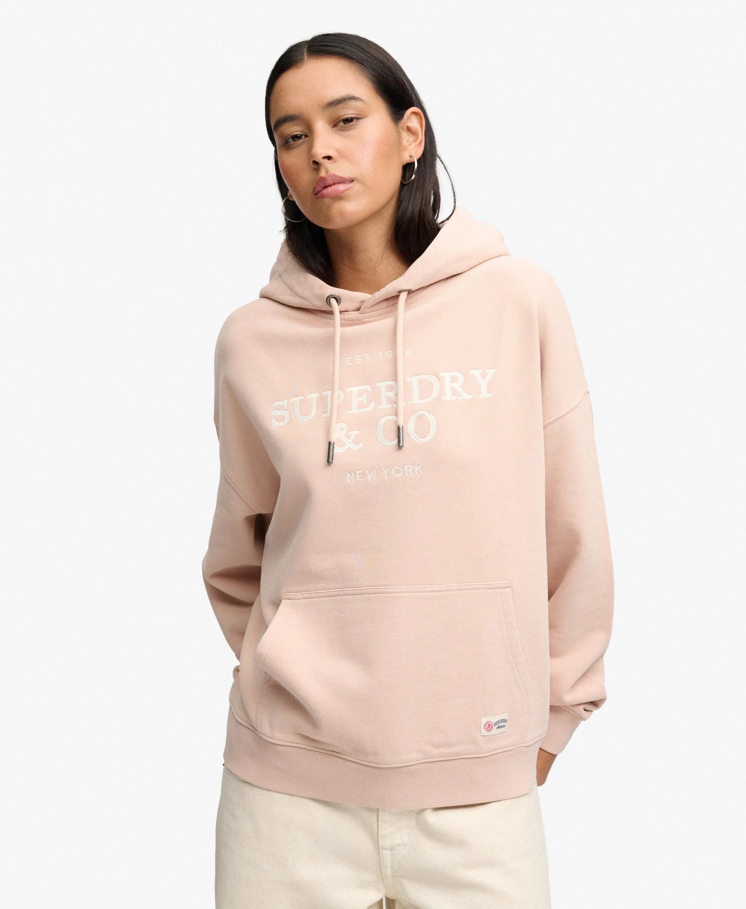 superdry Felpa con cappuccio Luxe Casual ricamata taglio oversize – Rose Dust 2/6