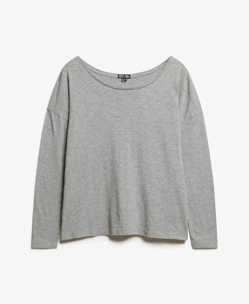 superdry Top de manga larga en jersey de algodón y TENCEL™ – Smoke Grey Marl 6/6