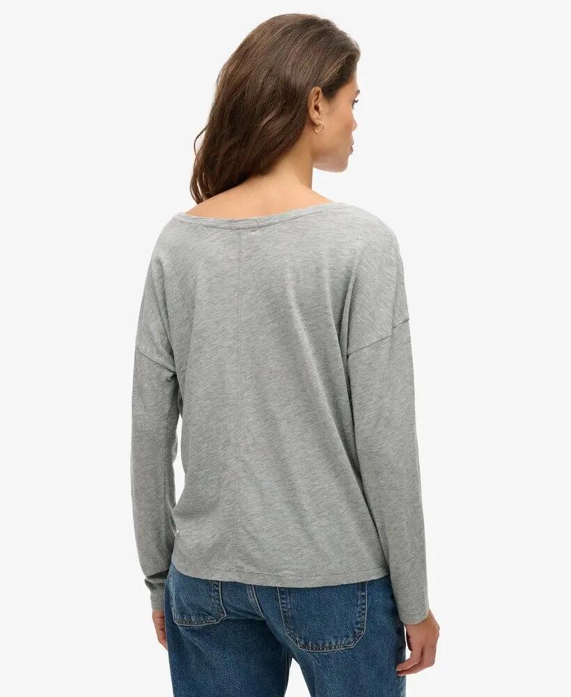 superdry Top de manga larga en jersey de algodón y TENCEL™ – Smoke Grey Marl 4/6
