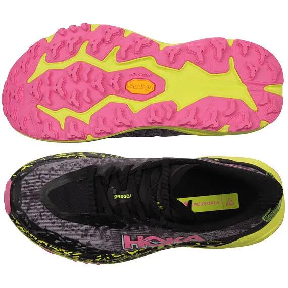 Chaussures - trail - femme - Speedgoat 6 - noir/neon hoka citrus 3/4